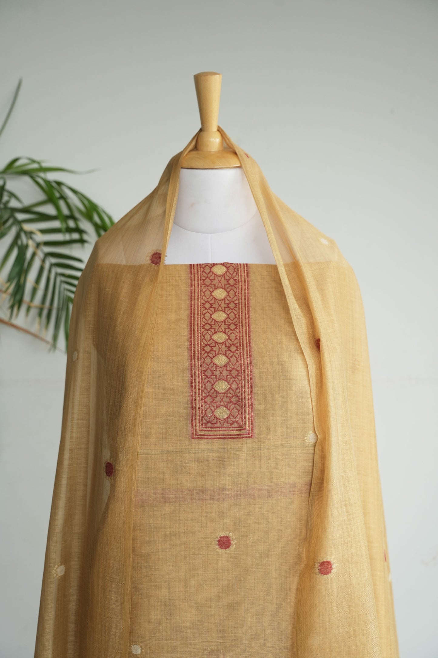 AMBER LEELA - Pure Chanderi Slub Pichwai Unstitched Suit Set
