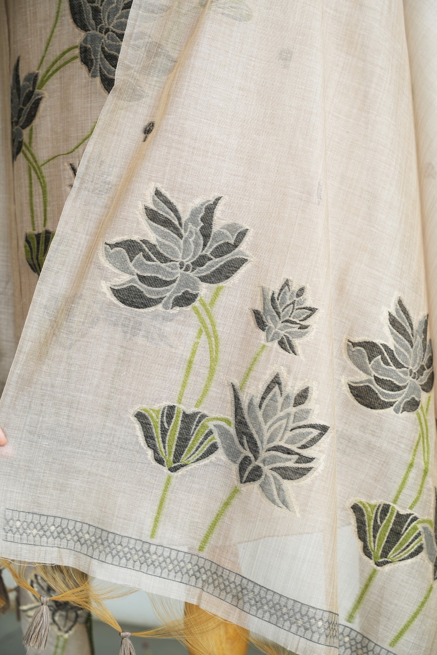 MOONLIT PETALS - Pure Monga Cotton Unstitched Suit Set