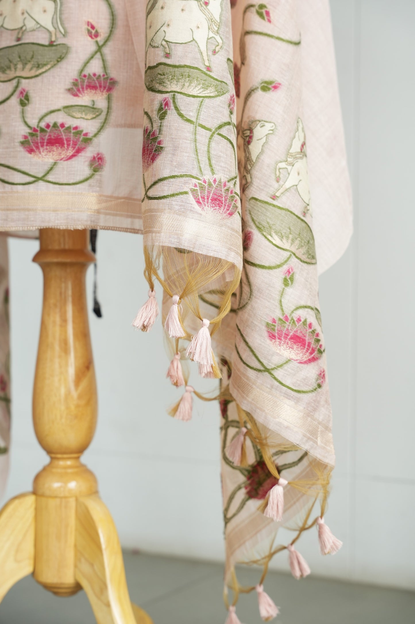 GULABI LEELA - Pure Chanderi Slub Pichwai Unstitched Suit Set