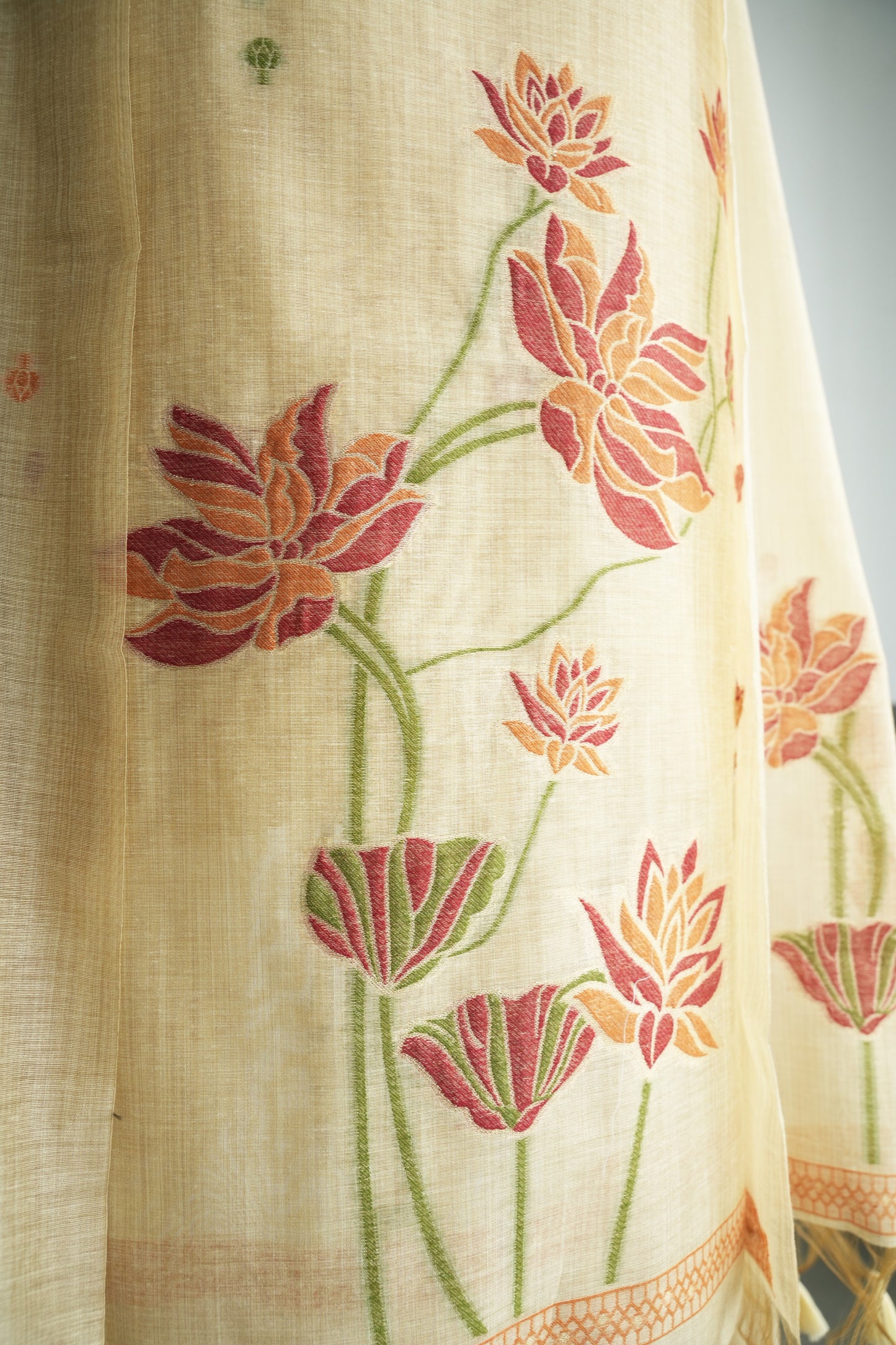 GOLDEN BLOOM - Pure Monga Cotton Unstitched Suit Set