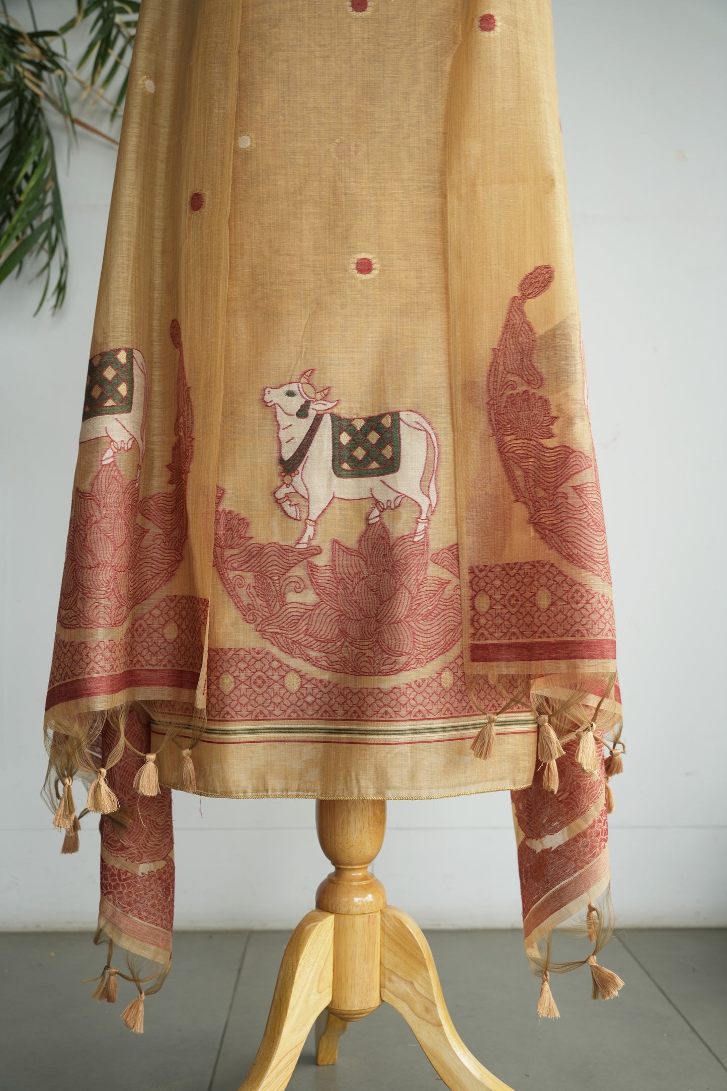 AMBER LEELA - Pure Chanderi Slub Pichwai Unstitched Suit Set