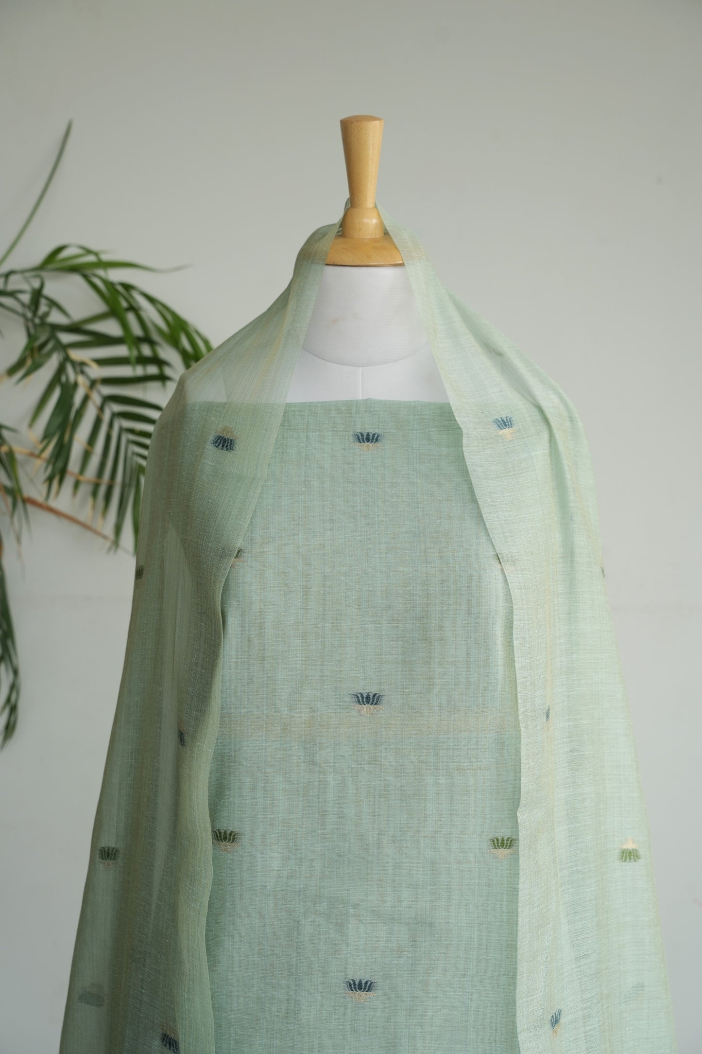 AQUA LEELA - Pure Chanderi Slub Pichwai Unstitched Suit Set