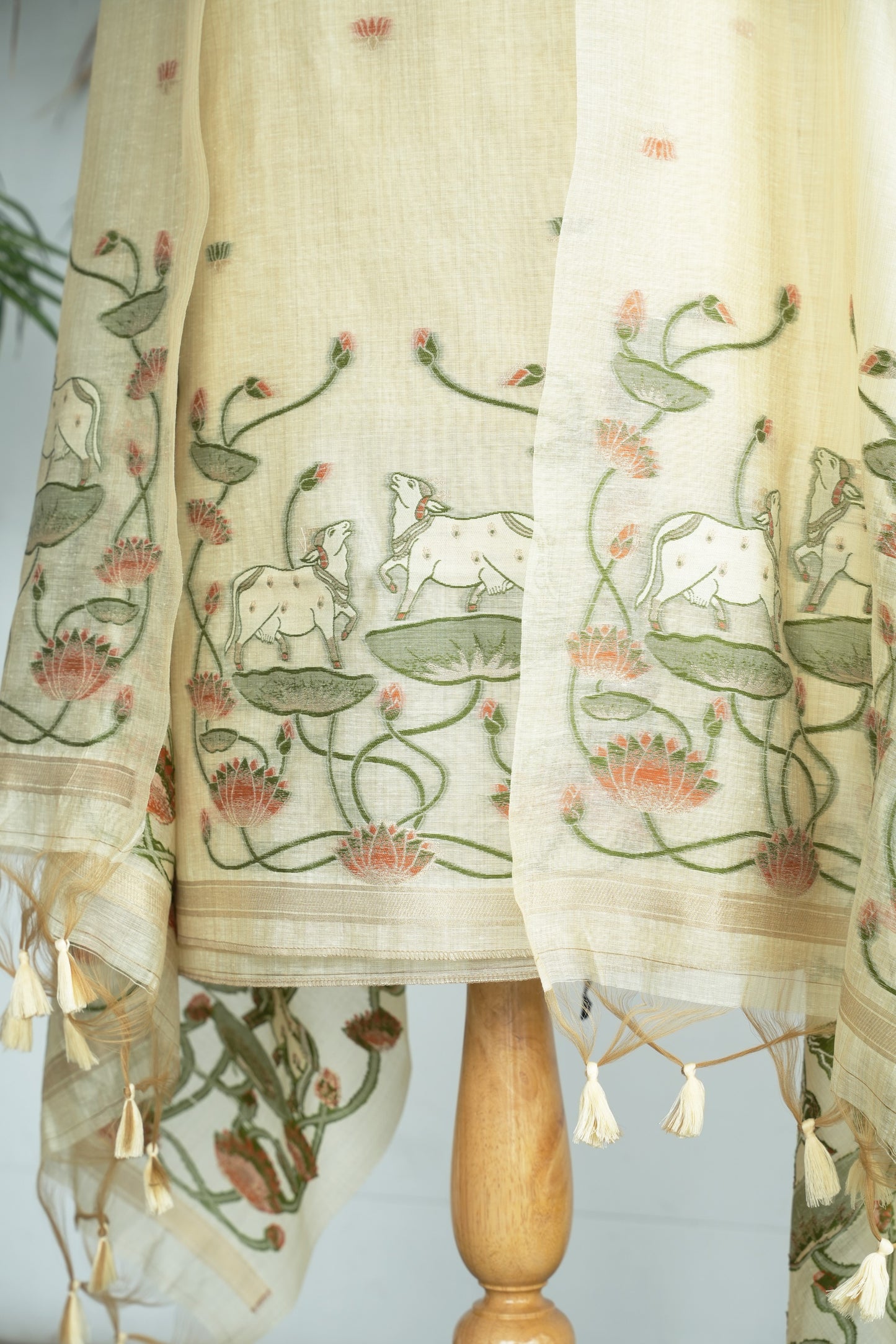 PICHWAI NOOR - Pure Chanderi Slub Pichwai Unstitched Suit Set