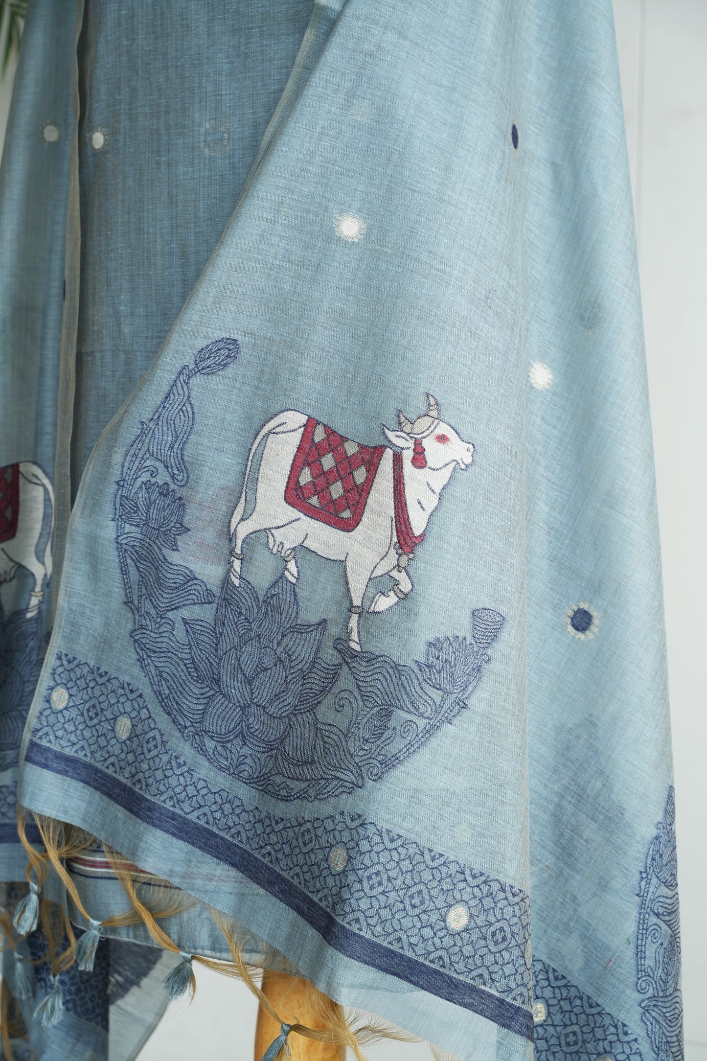 NEEL KAMAL- Pure Chanderi Slub Pichwai Unstitched Suit Set