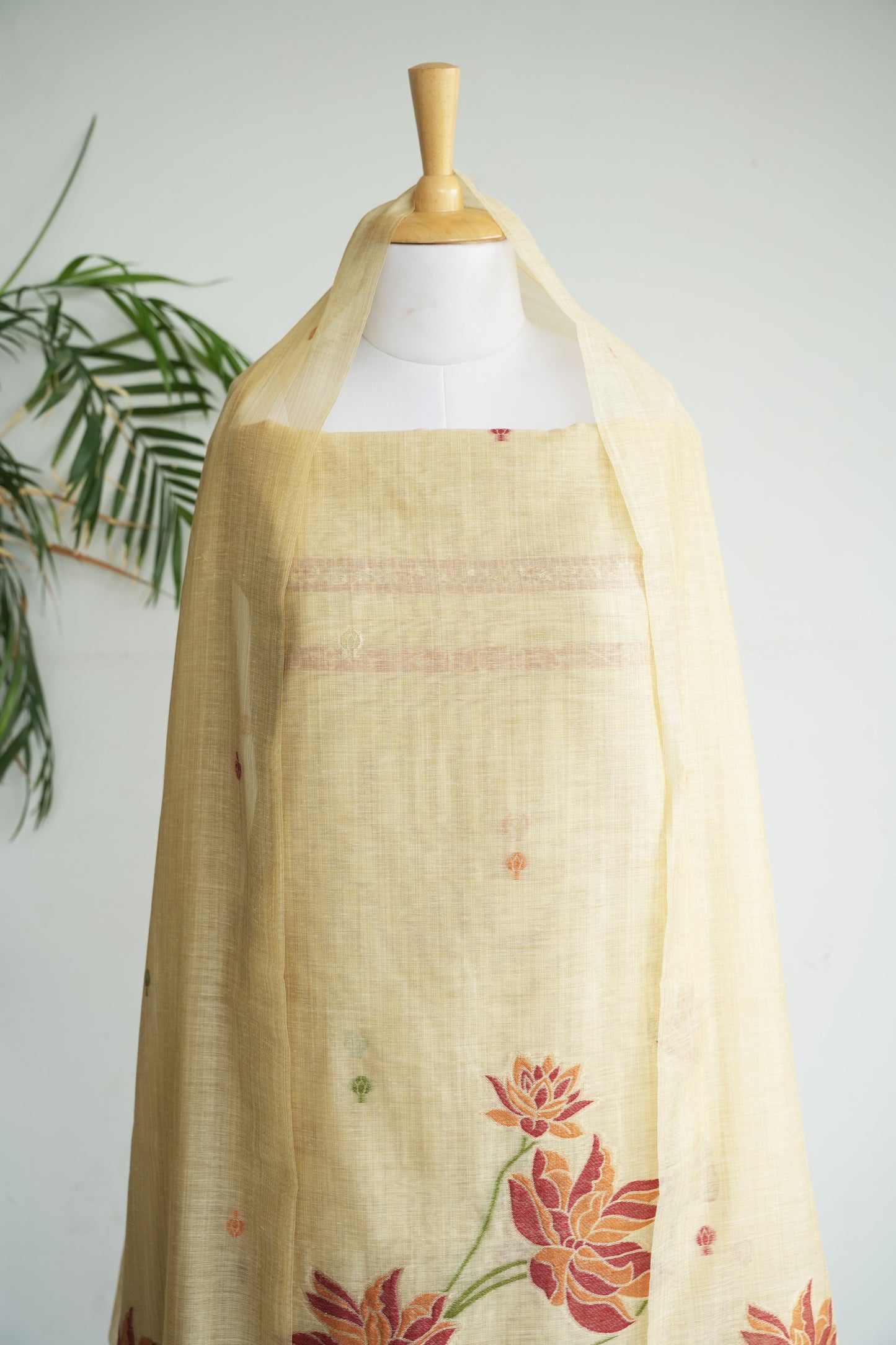 GOLDEN BLOOM - Pure Monga Cotton Unstitched Suit Set