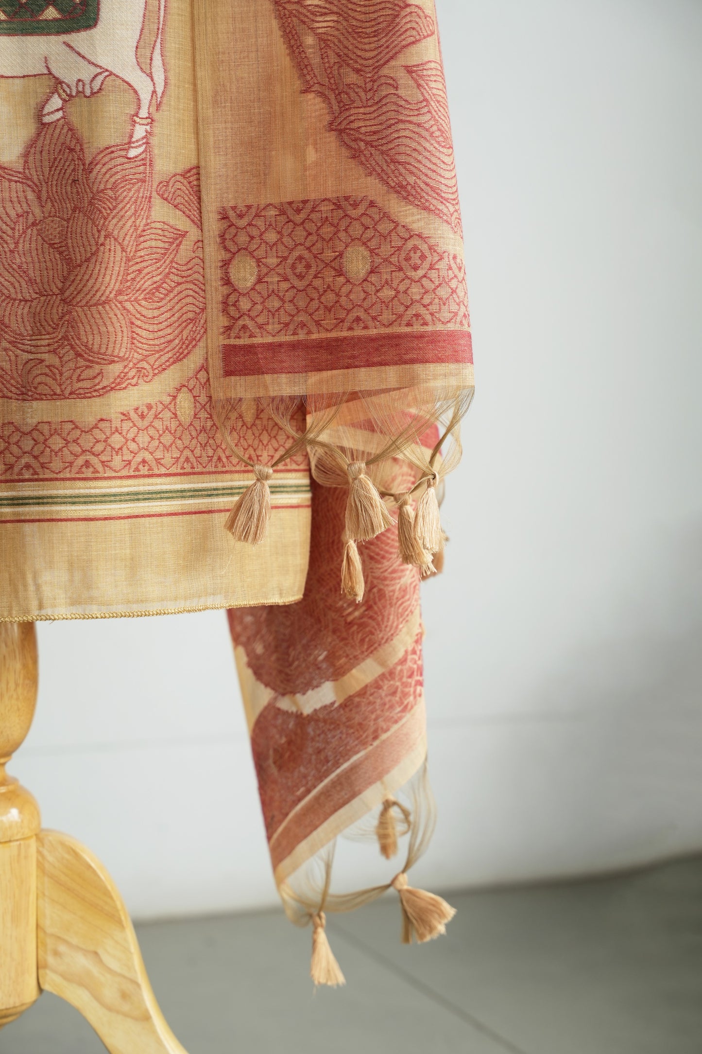 AMBER LEELA - Pure Chanderi Slub Pichwai Unstitched Suit Set