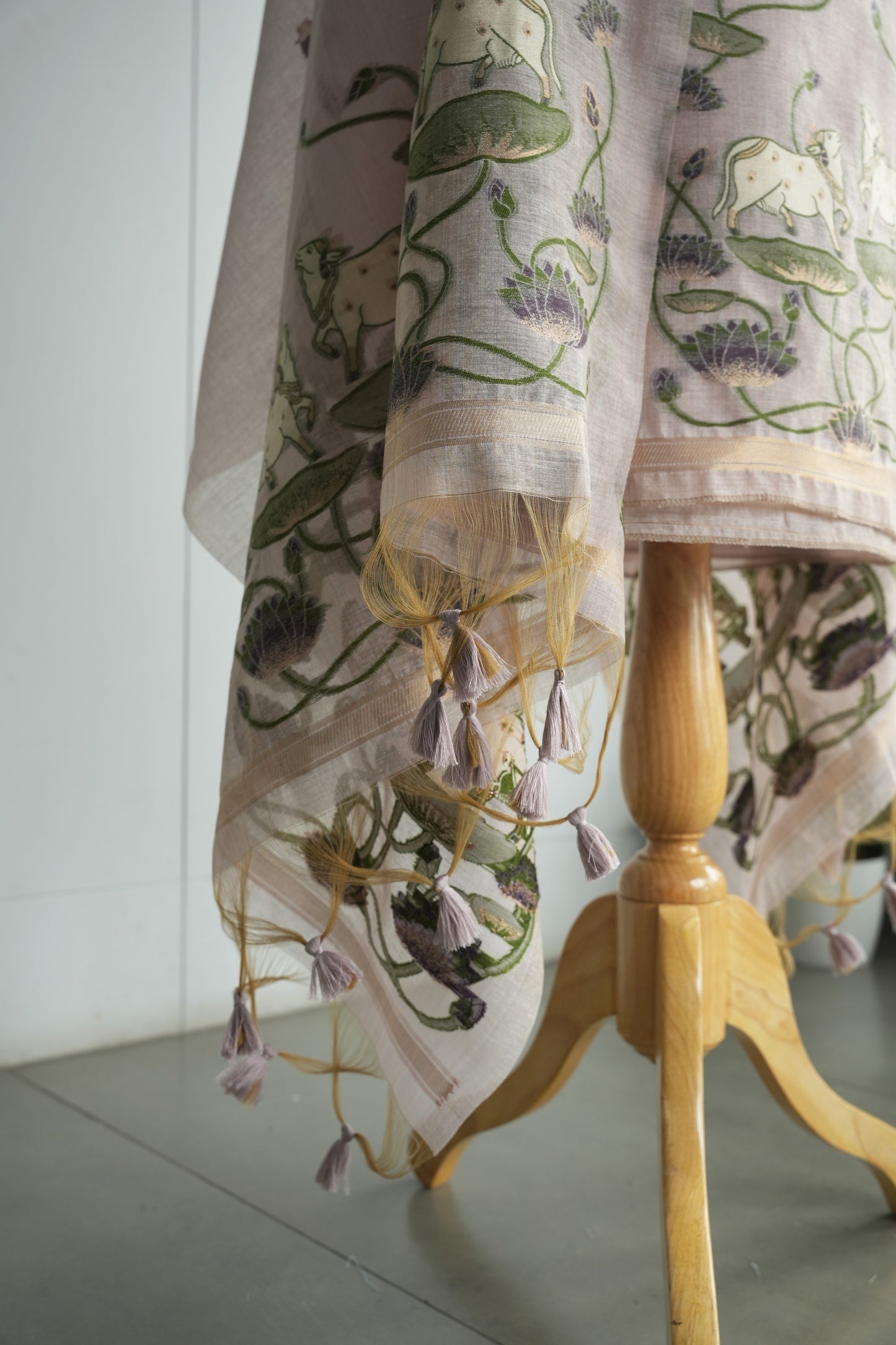 LILAC NOOR - Pure Chanderi Slub Pichwai Unstitched Suit Set