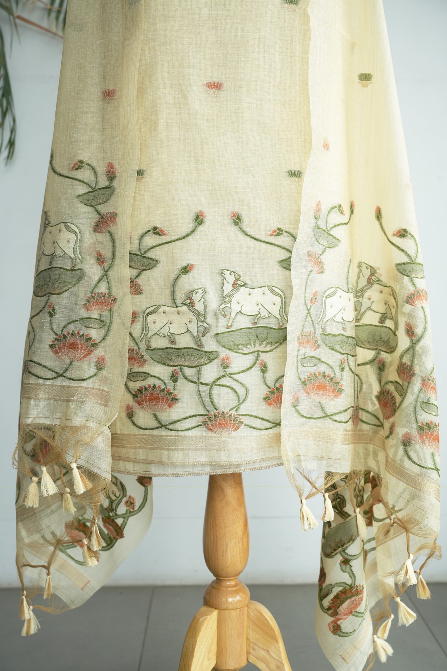PICHWAI NOOR - Pure Chanderi Slub Pichwai Unstitched Suit Set