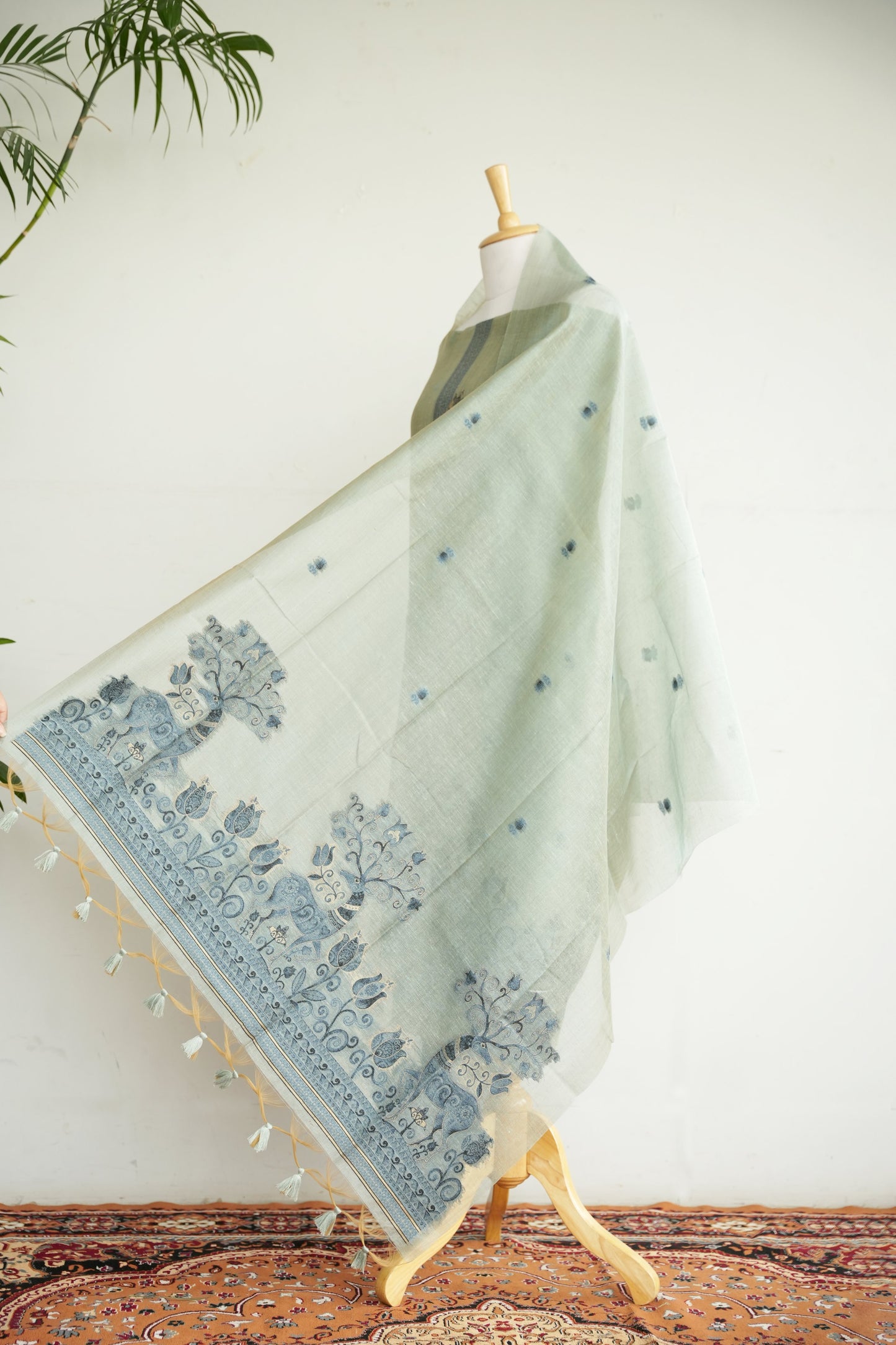 VAN VIHAR- Pure Chanderi Slub , Ice Blue Unstitched Suit Set