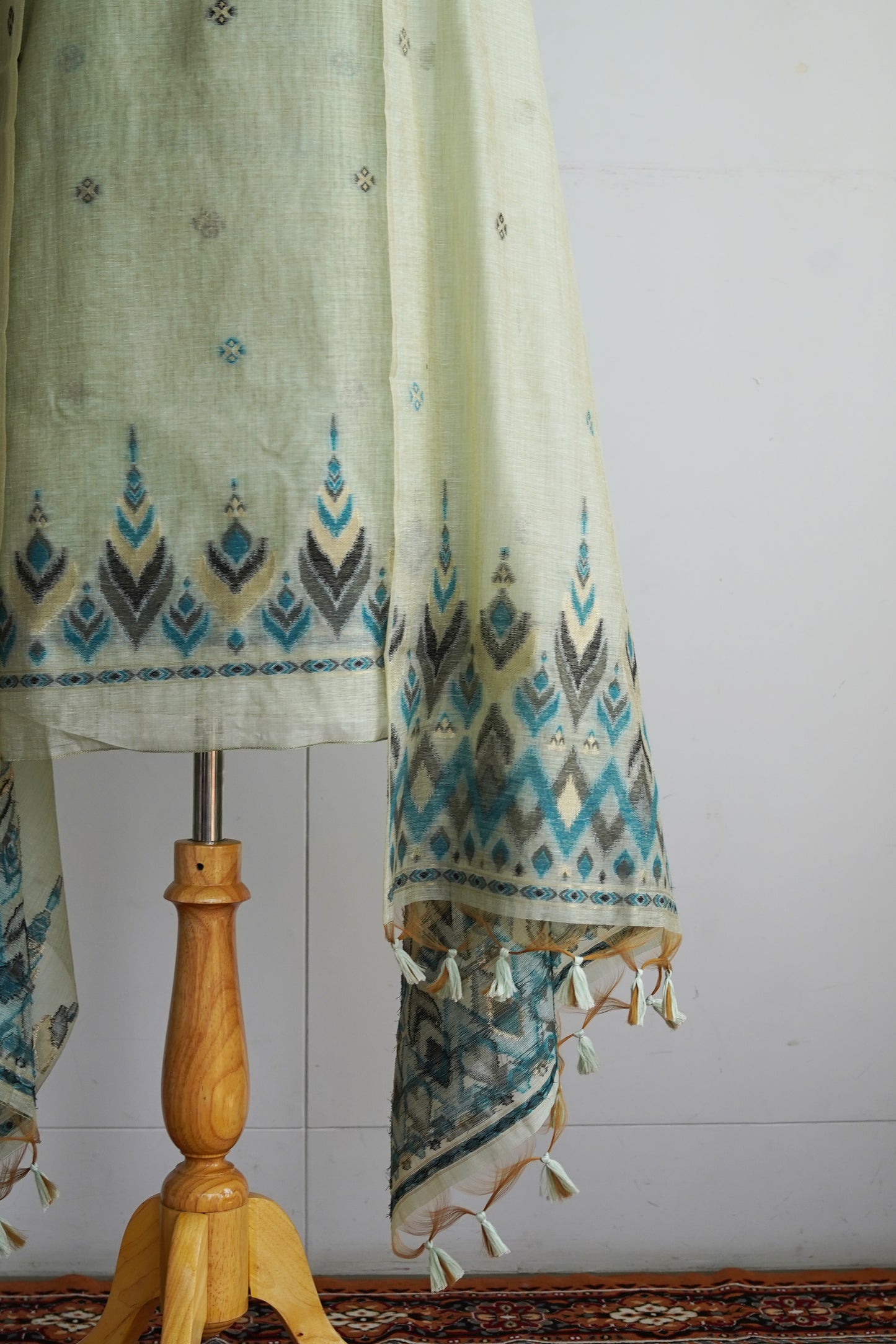 OCEAN BREEZE- Blue Monga Cotton Unstiched Suit Set