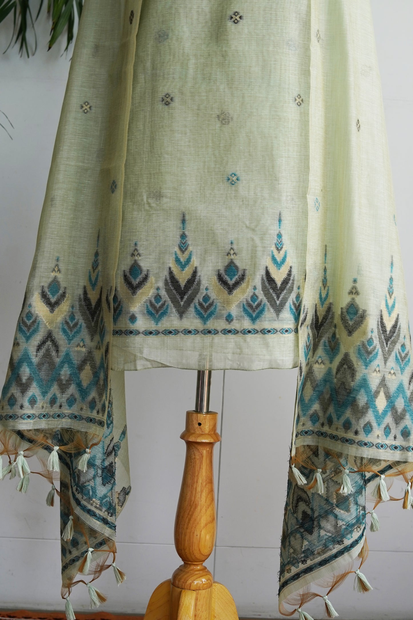OCEAN BREEZE- Blue Monga Cotton Unstiched Suit Set