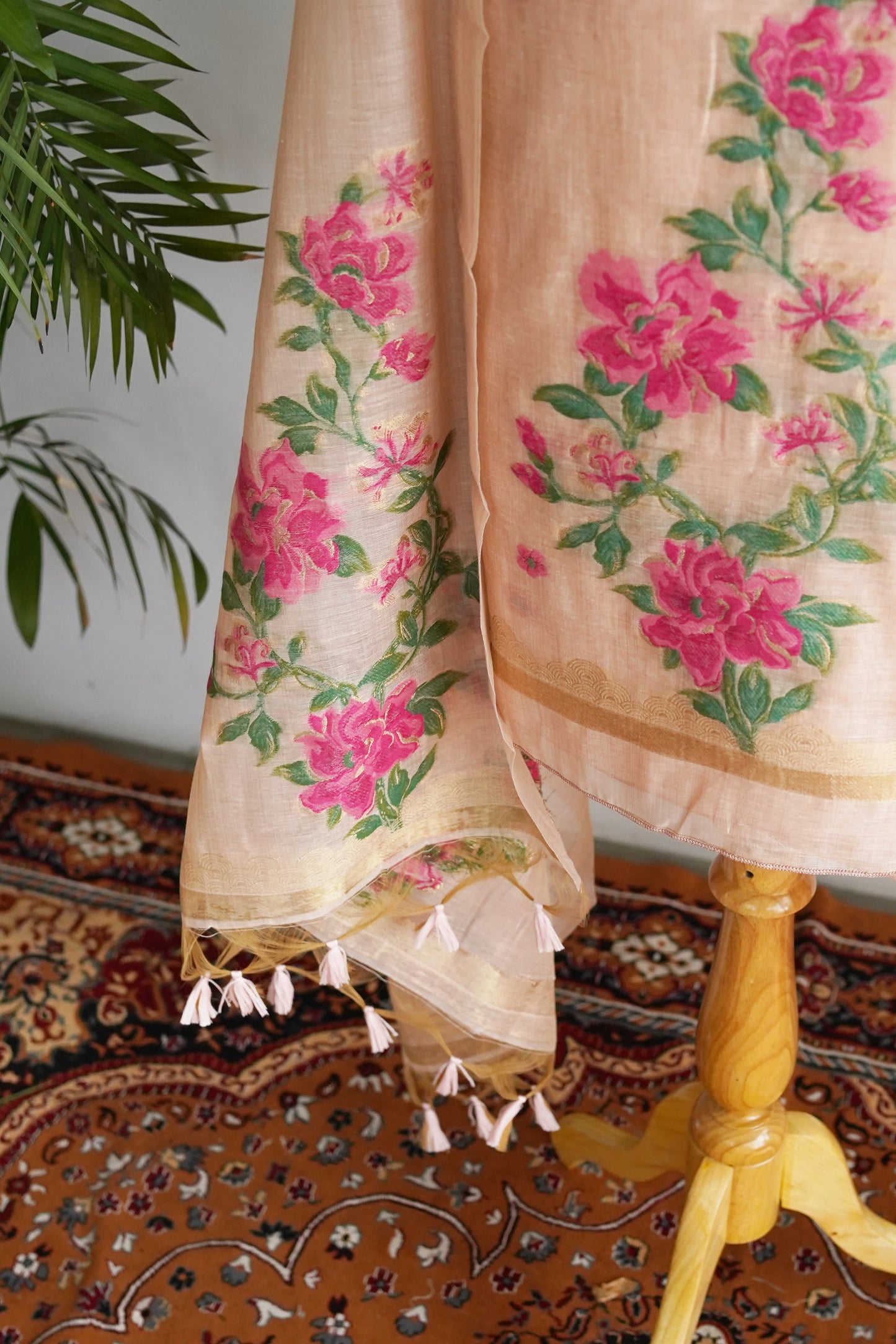 GULDASTA- Blush Pink Monga Cotton Unstiched Suit Set