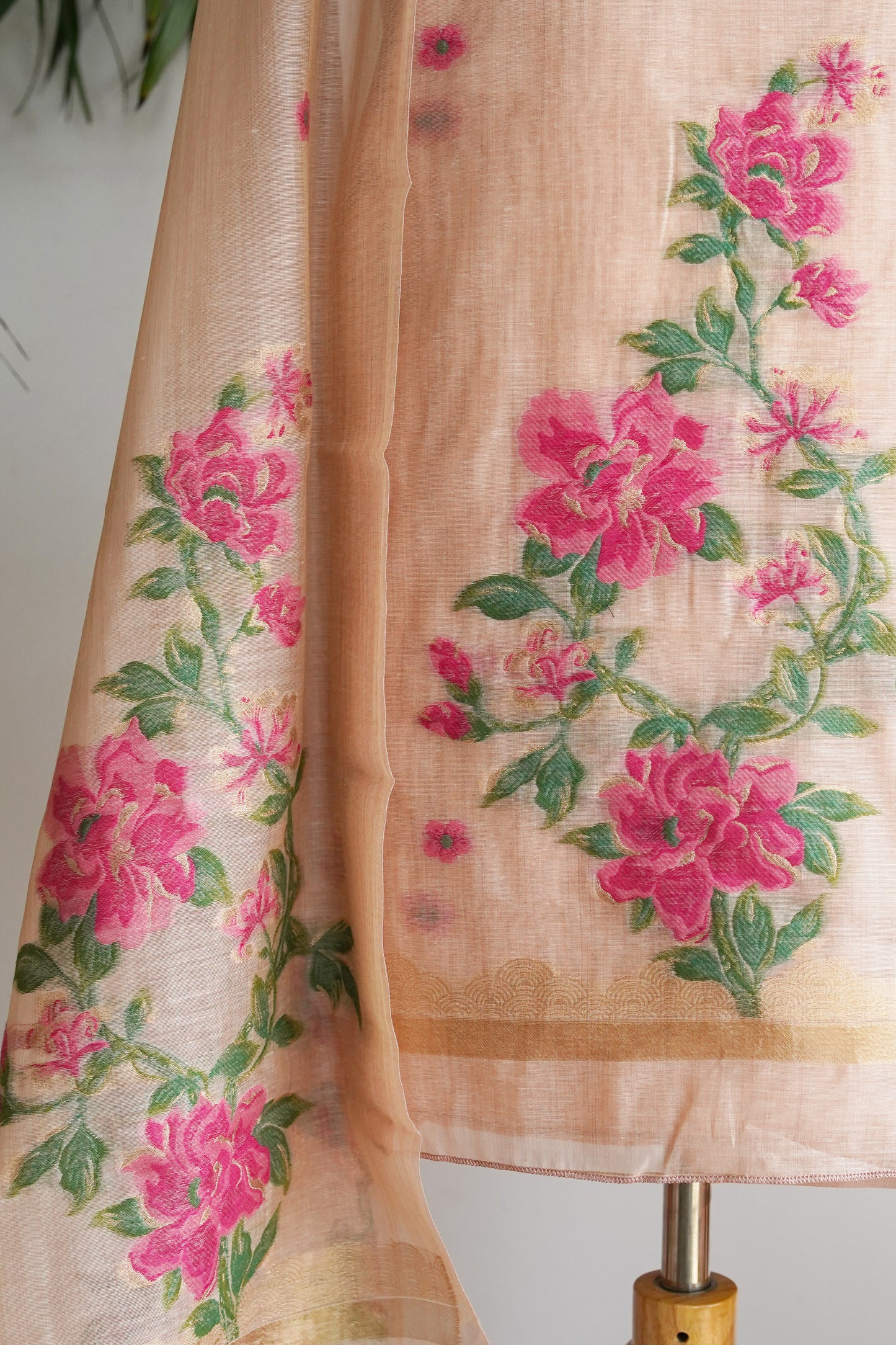 GULDASTA- Blush Pink Monga Cotton Unstiched Suit Set