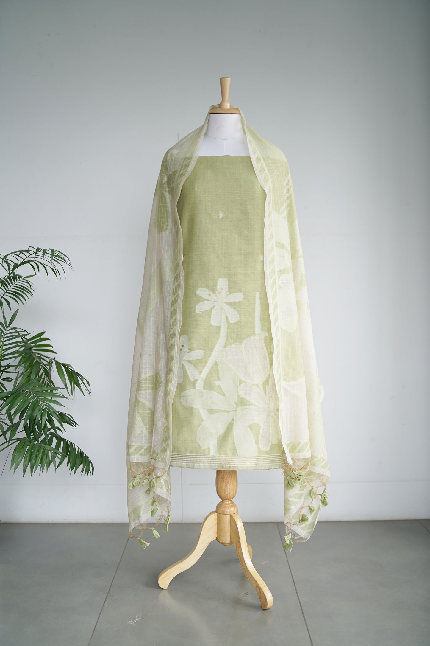 SAGE SAAJ- Pure Chanderi Slub Unstitiched Suit Set
