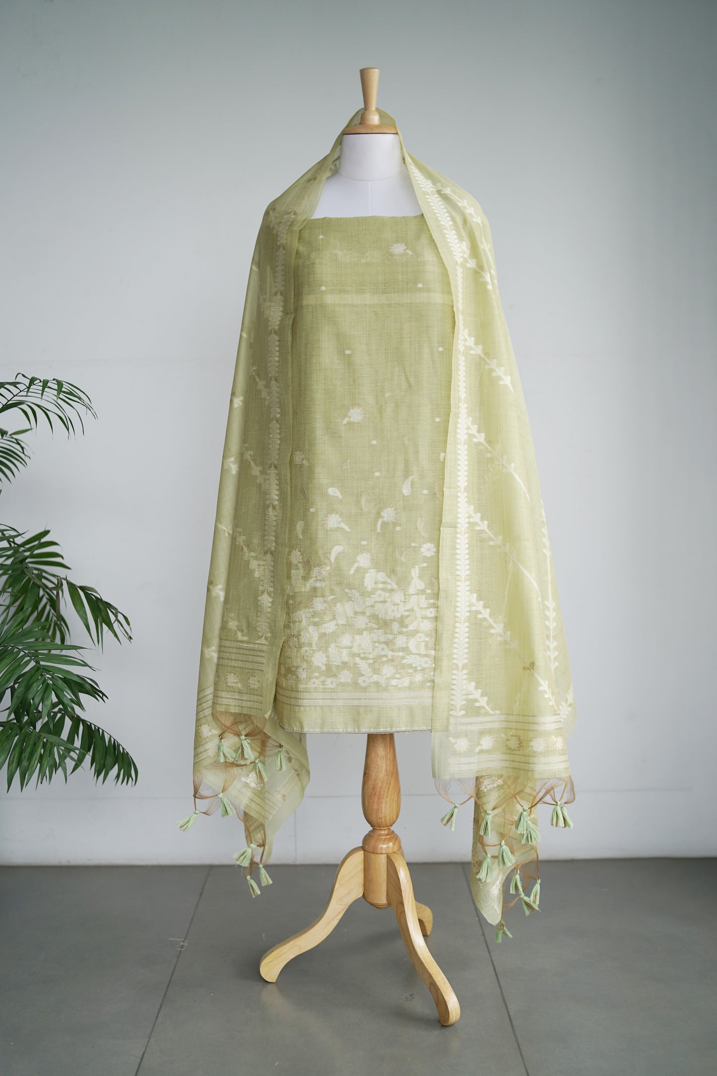 HARA GUL- Pure Chanderi Slub Unstitched Suit Set
