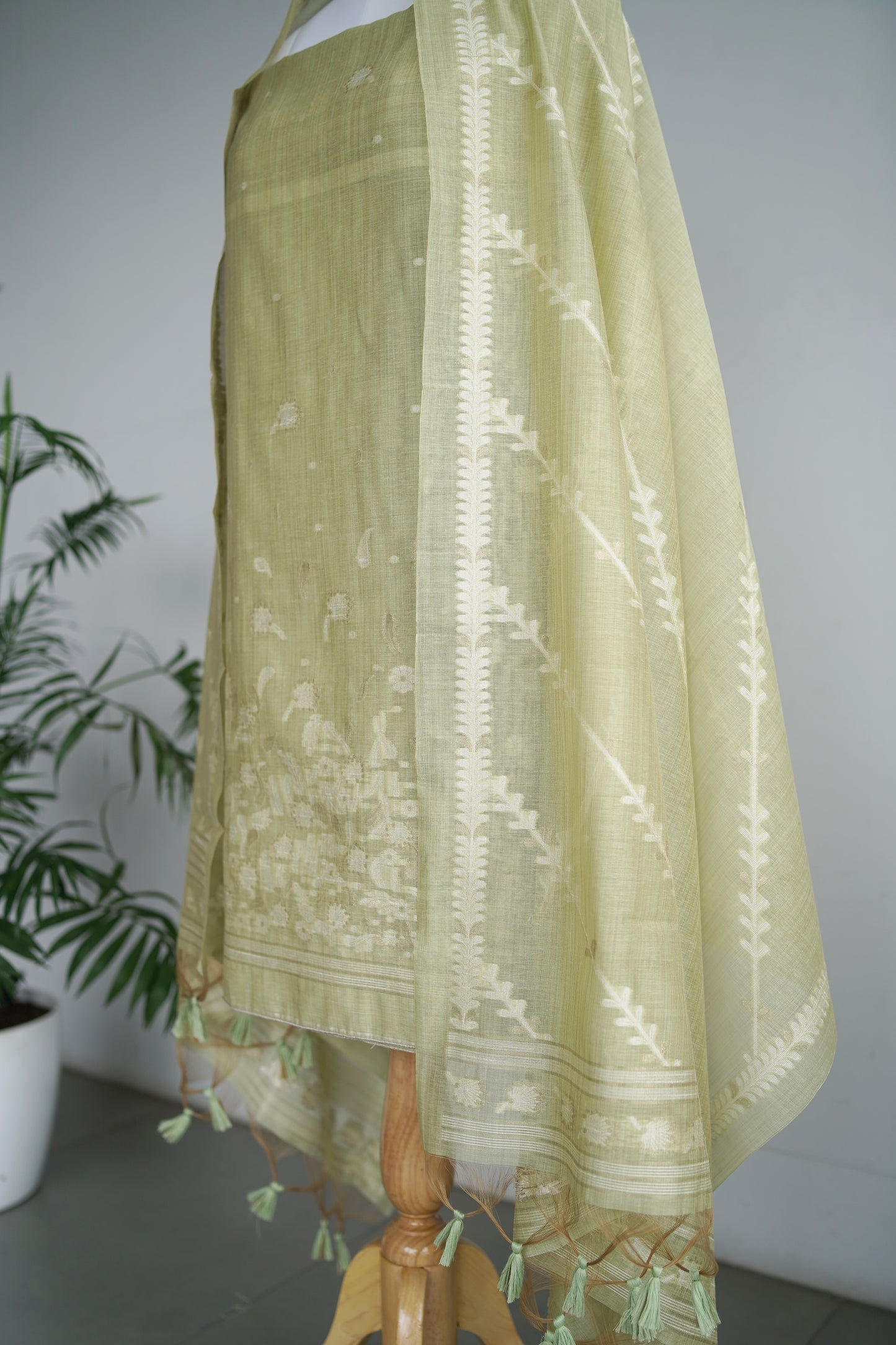 HARA GUL- Pure Chanderi Slub Unstitched Suit Set