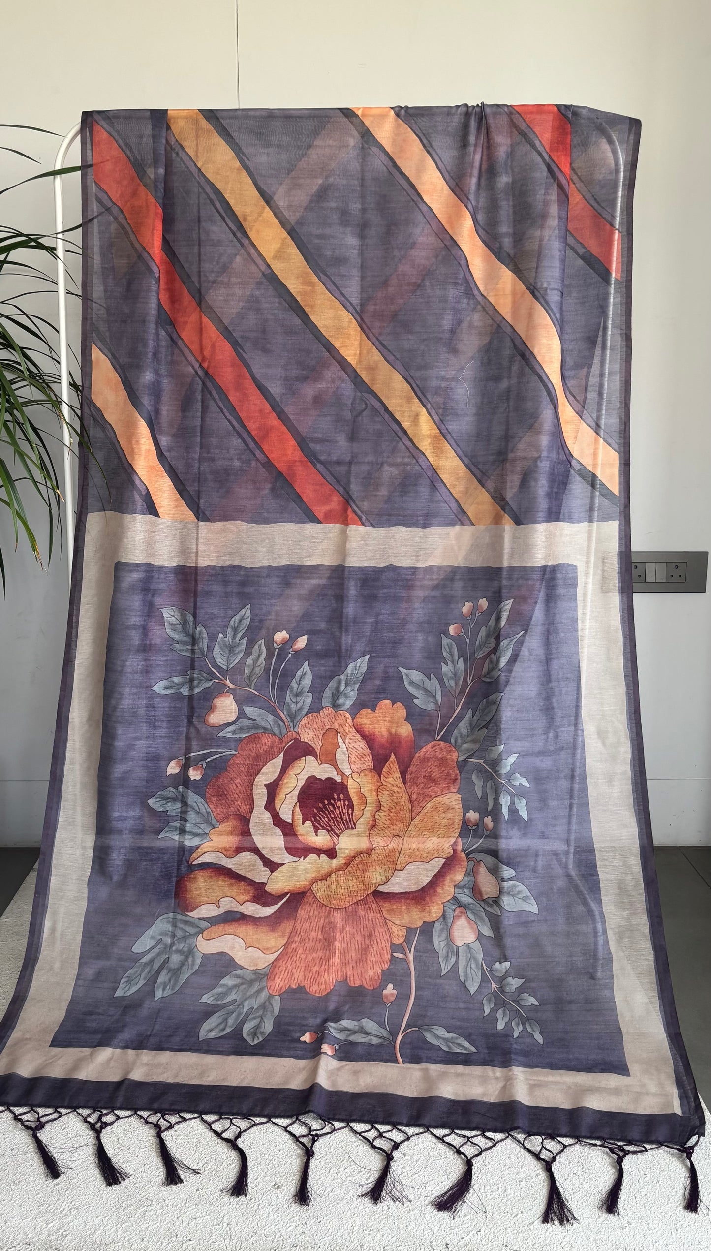 RANG- GULZAR - Chanderi Cotton Geometric Floral Saree