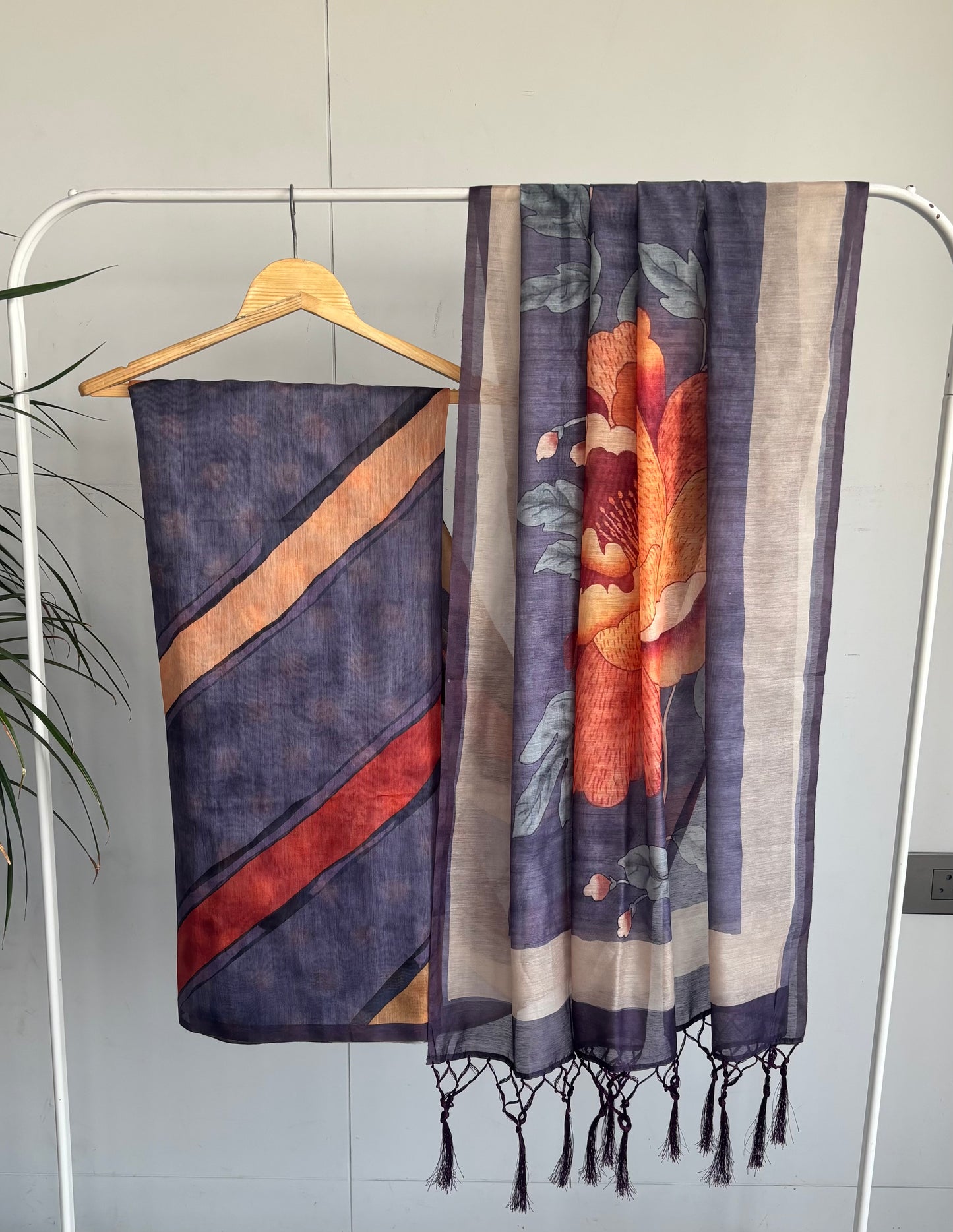 RANG- GULZAR - Chanderi Cotton Geometric Floral Saree