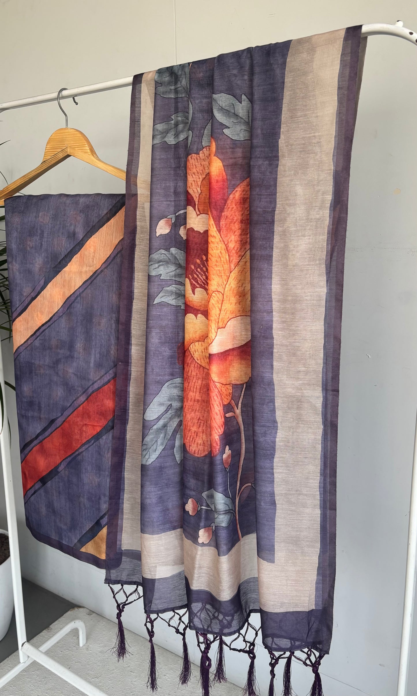 RANG- GULZAR - Chanderi Cotton Geometric Floral Saree