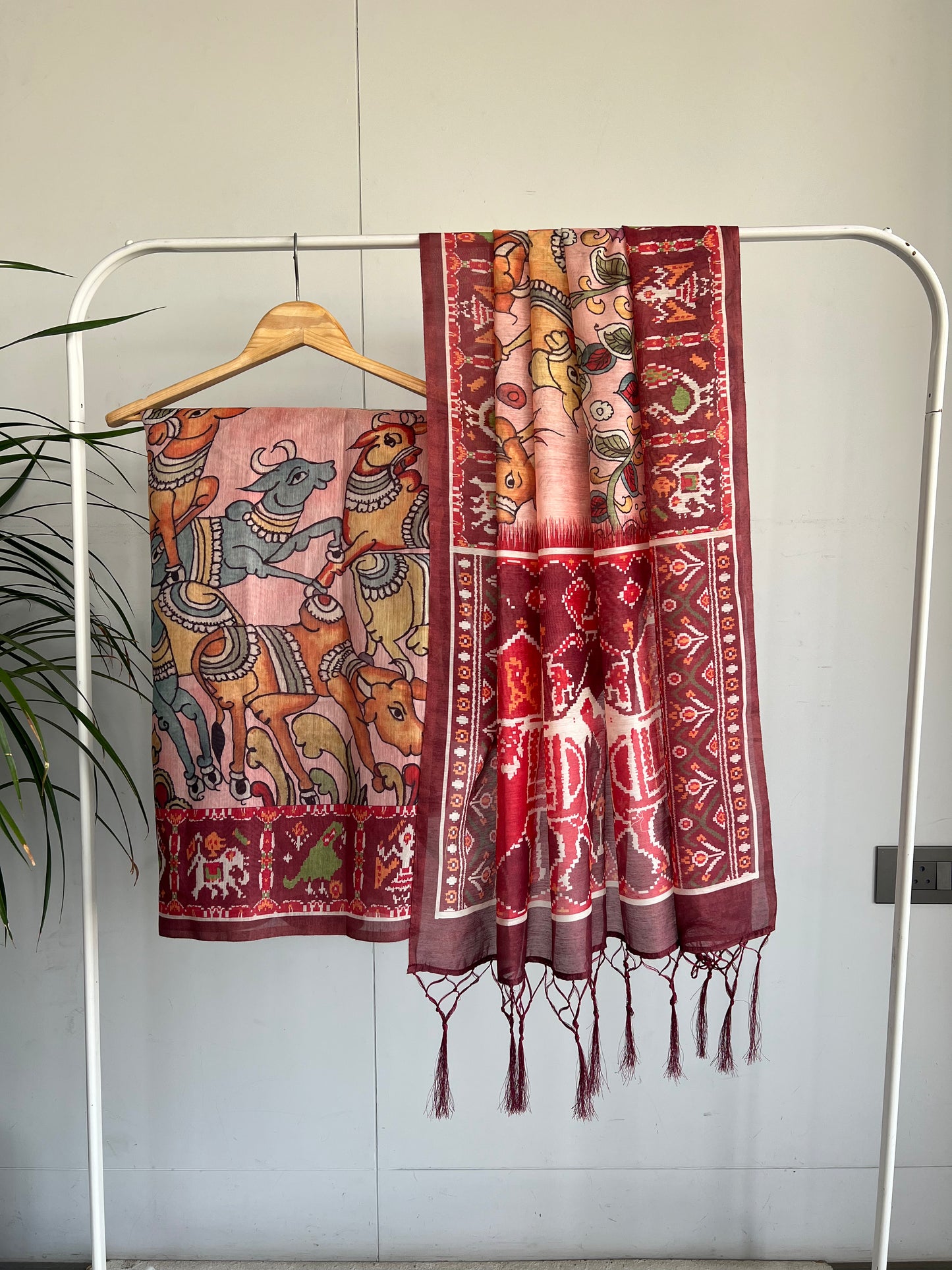 VANRAAG- Chanderi Cotton Red Saree
