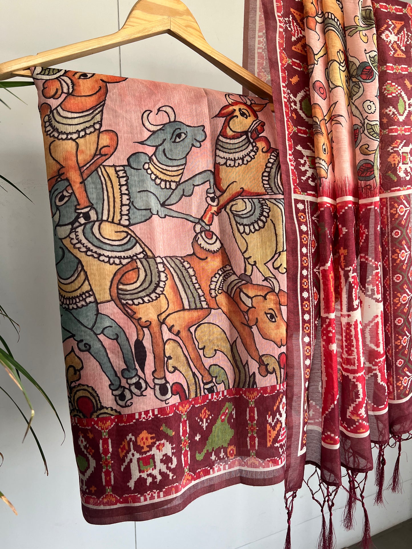VANRAAG- Chanderi Cotton Red Saree
