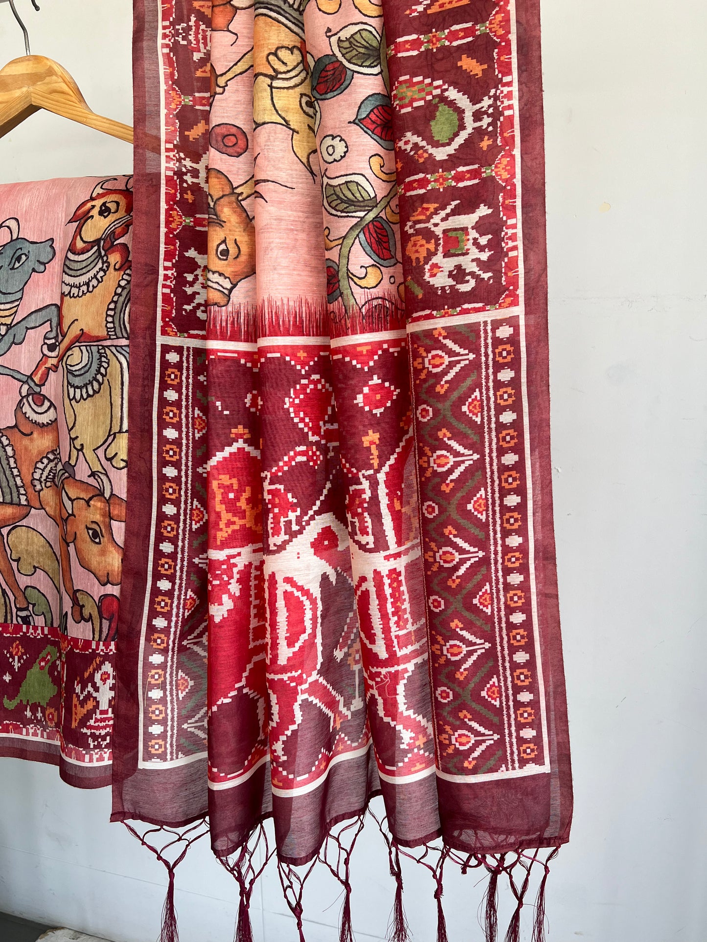 VANRAAG- Chanderi Cotton Red Saree