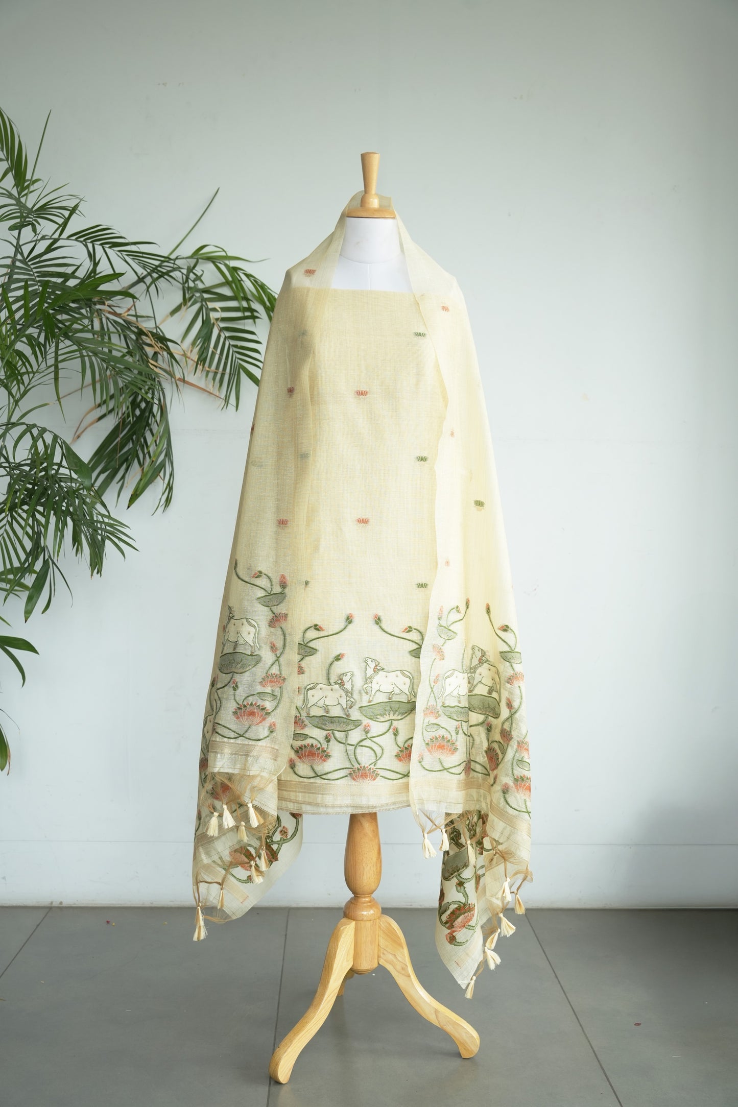 PICHWAI NOOR - Pure Chanderi Slub Pichwai Unstitched Suit Set