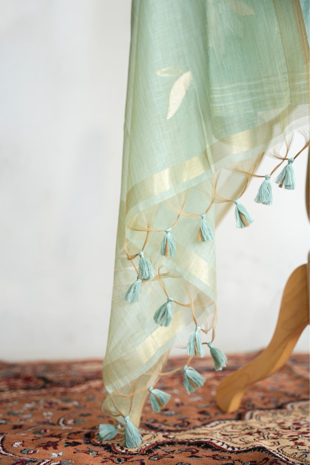 MINT MOJITO- Pure Mul Chanderi Mint Floral Unstiched Suit Set