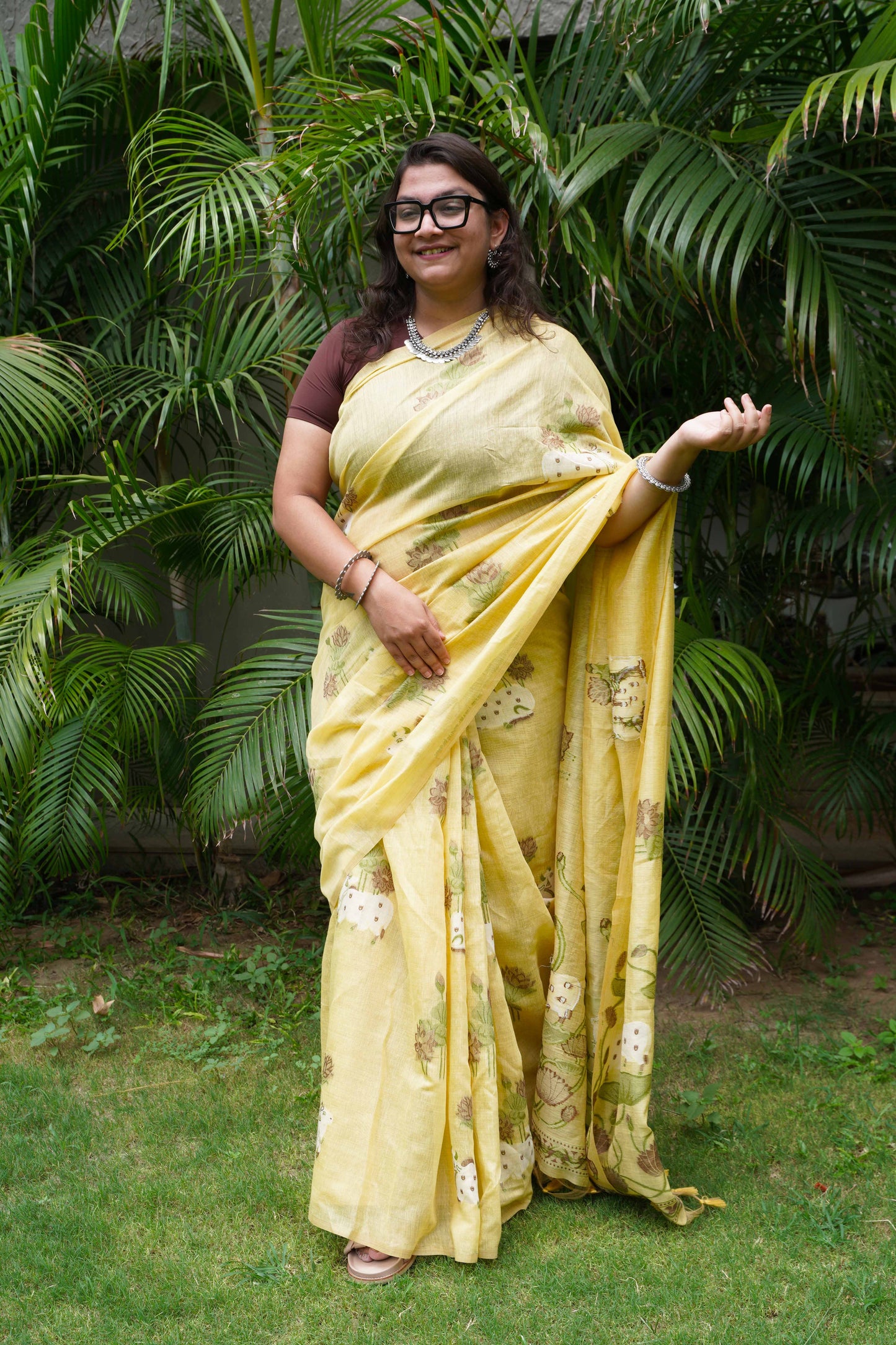 PICHWAI PHOOL- Yellow Pure Monga Cotton Handwoven Pichwai Saree