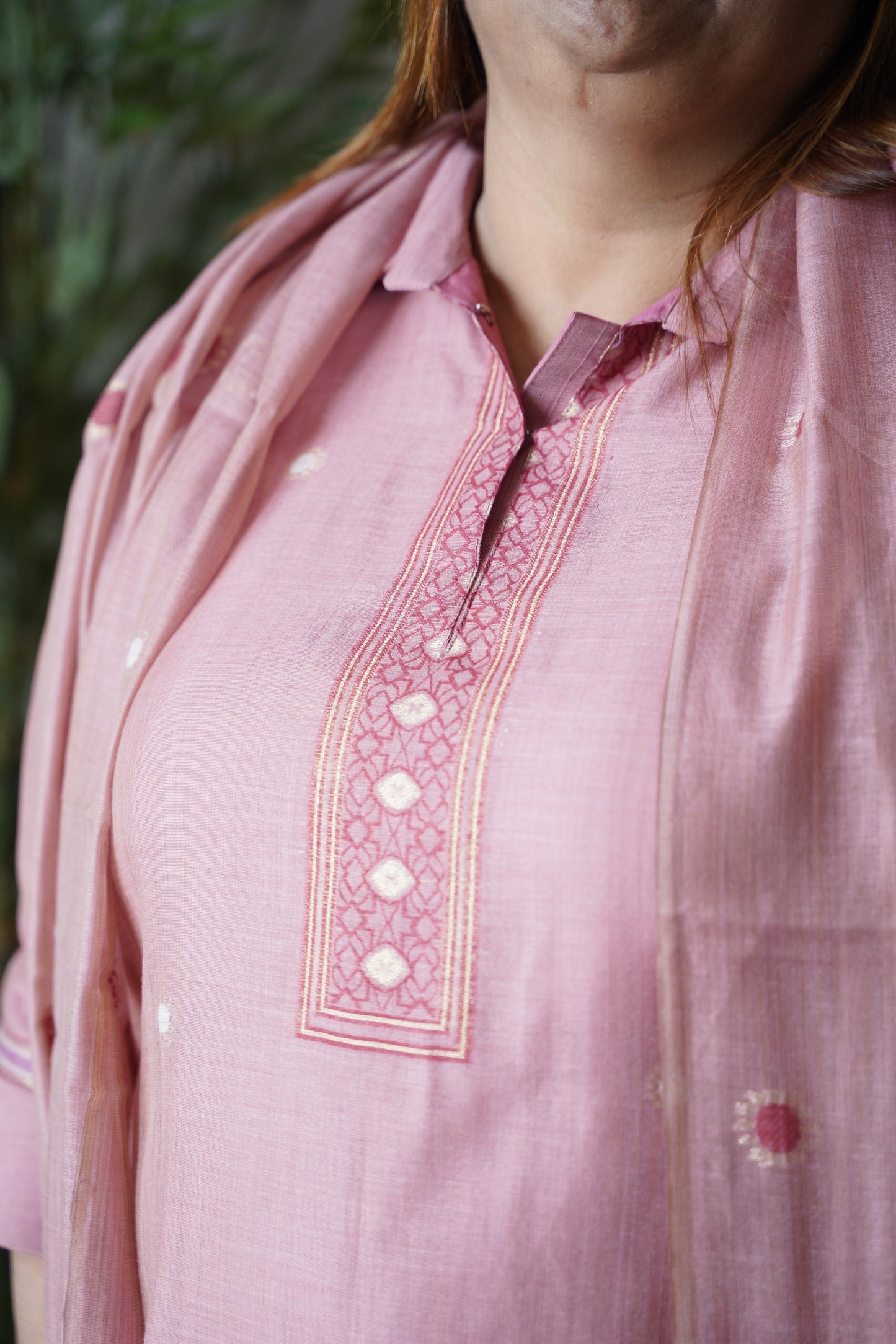 PICHWAI BLUSH - Pure Chanderi Slub Pichwai Unstitched Suit Set