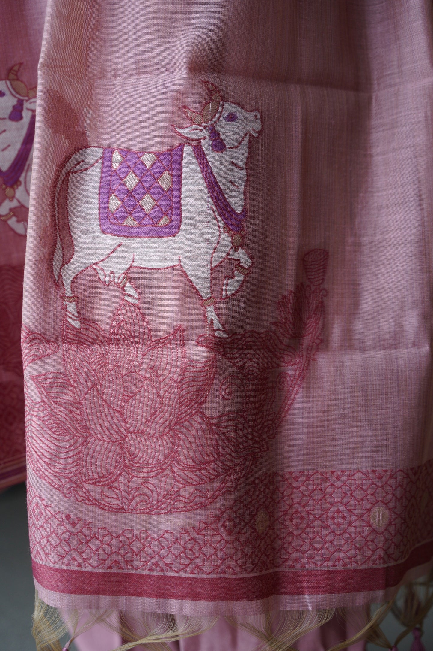 PICHWAI BLUSH - Pure Chanderi Slub Pichwai Unstitched Suit Set