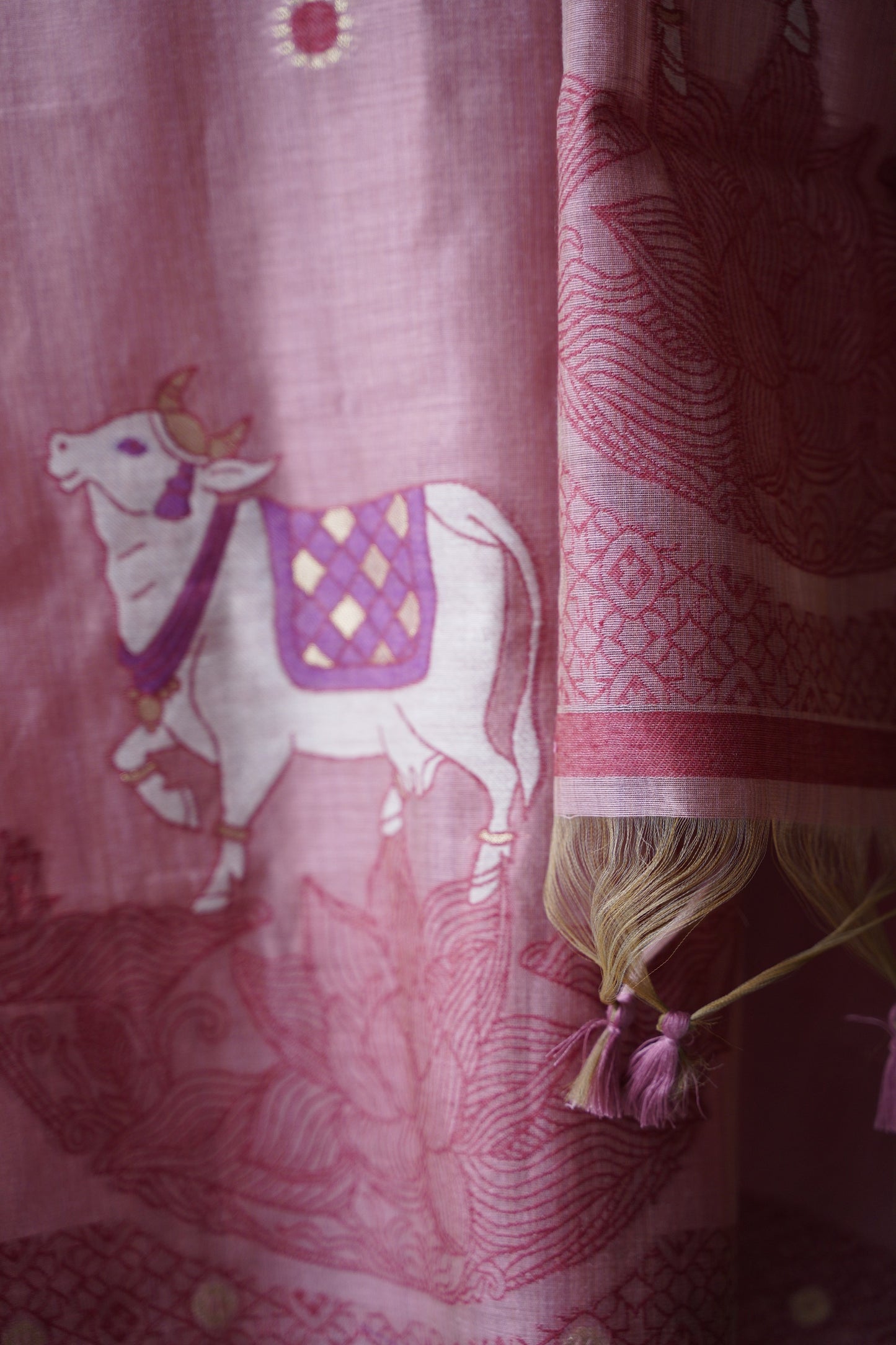 PICHWAI BLUSH - Pure Chanderi Slub Pichwai Unstitched Suit Set