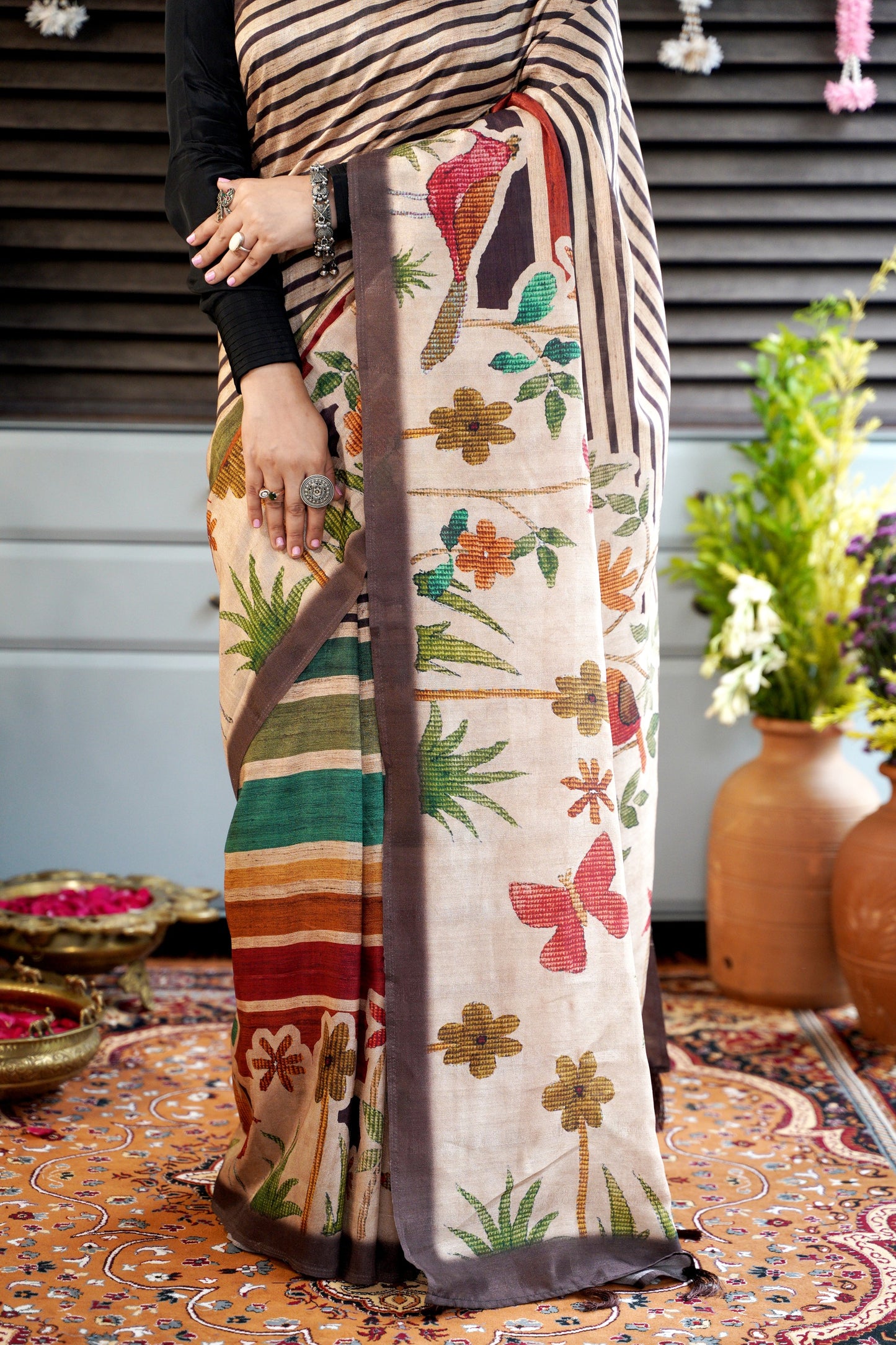 RANGVAN – The Painted Meadow in Tussar Silk