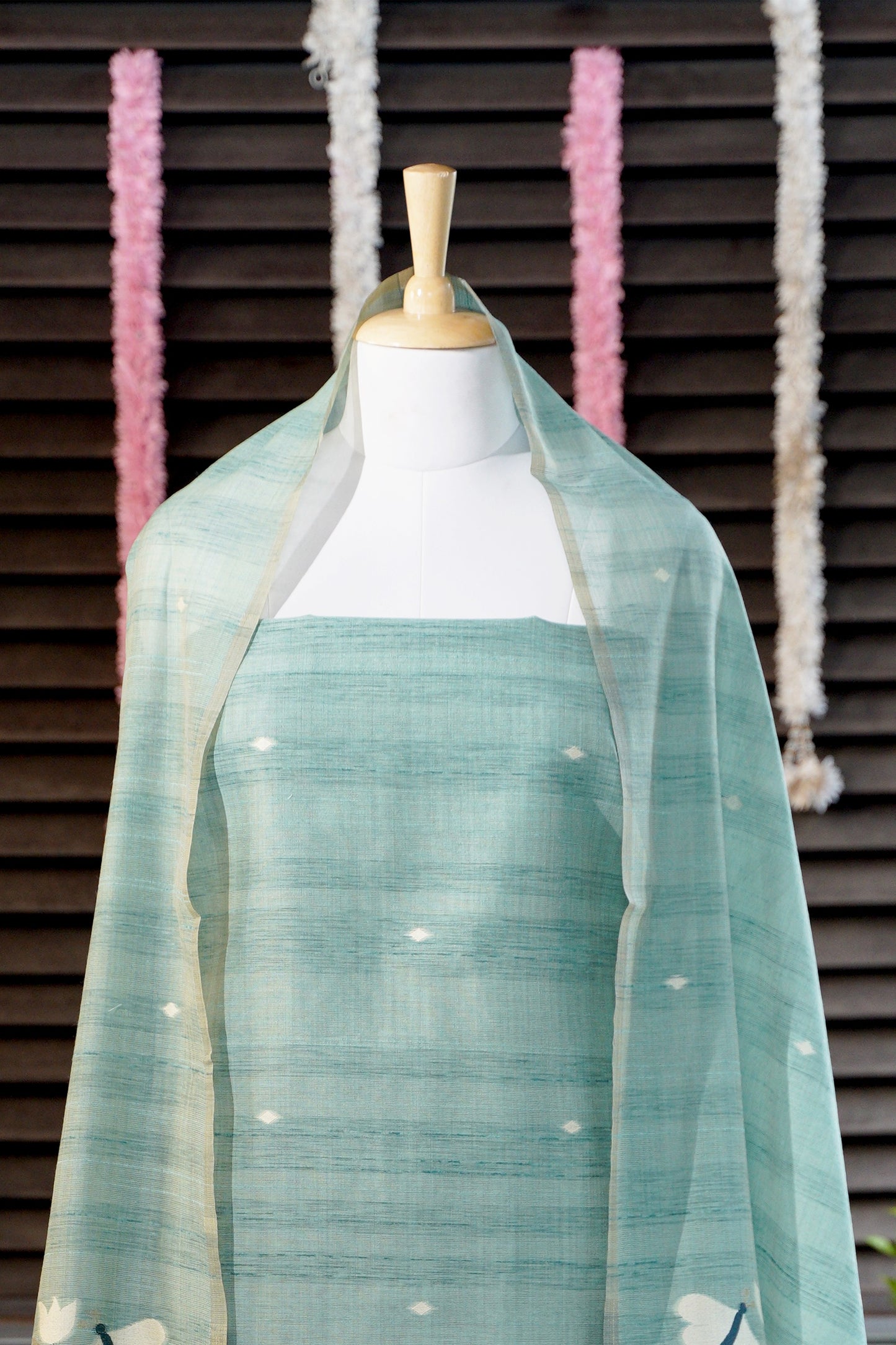 TEAL TALE - Pure Handloom Cotton Unstitched Suit Set