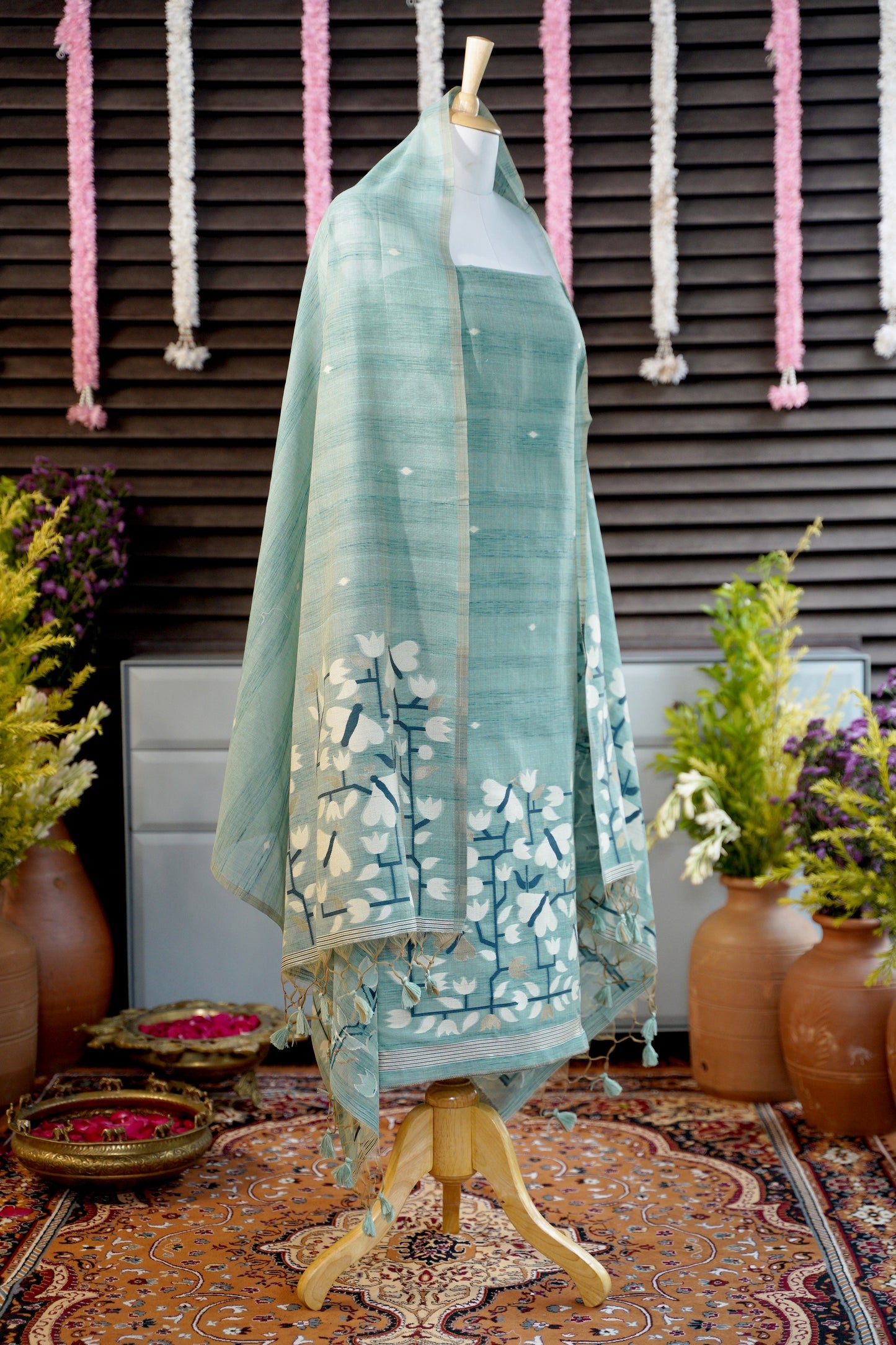 TEAL TALE - Pure Handloom Cotton Unstitched Suit Set