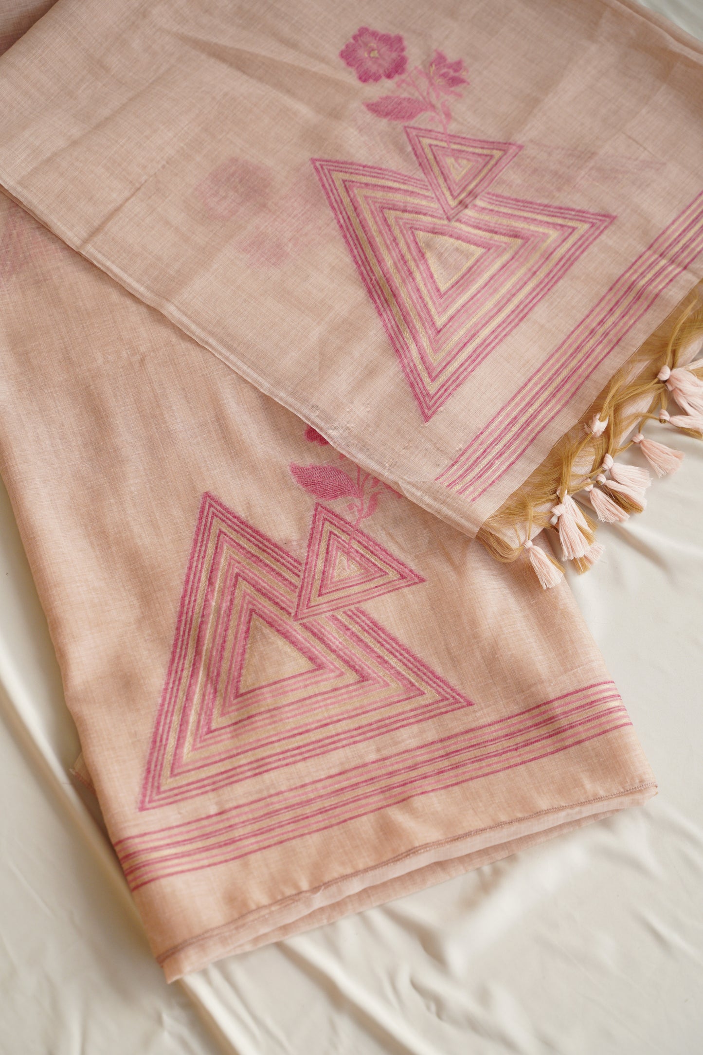 BLUSH BLOOM - Baby Pink Sheer Cotton Unstitched Suit Set