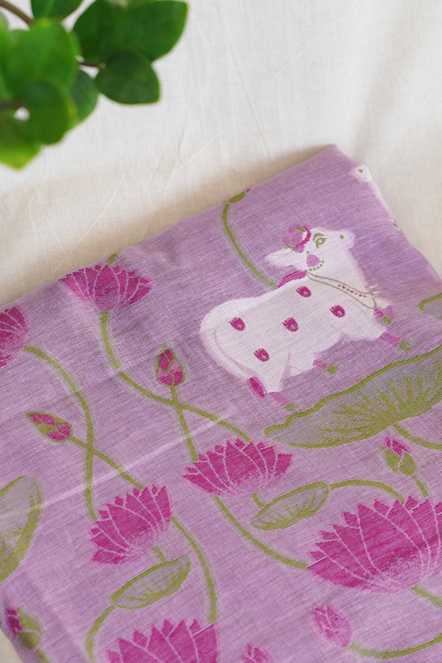 LILAC LEELA- Pure Monga Cotton Handwoven Saree