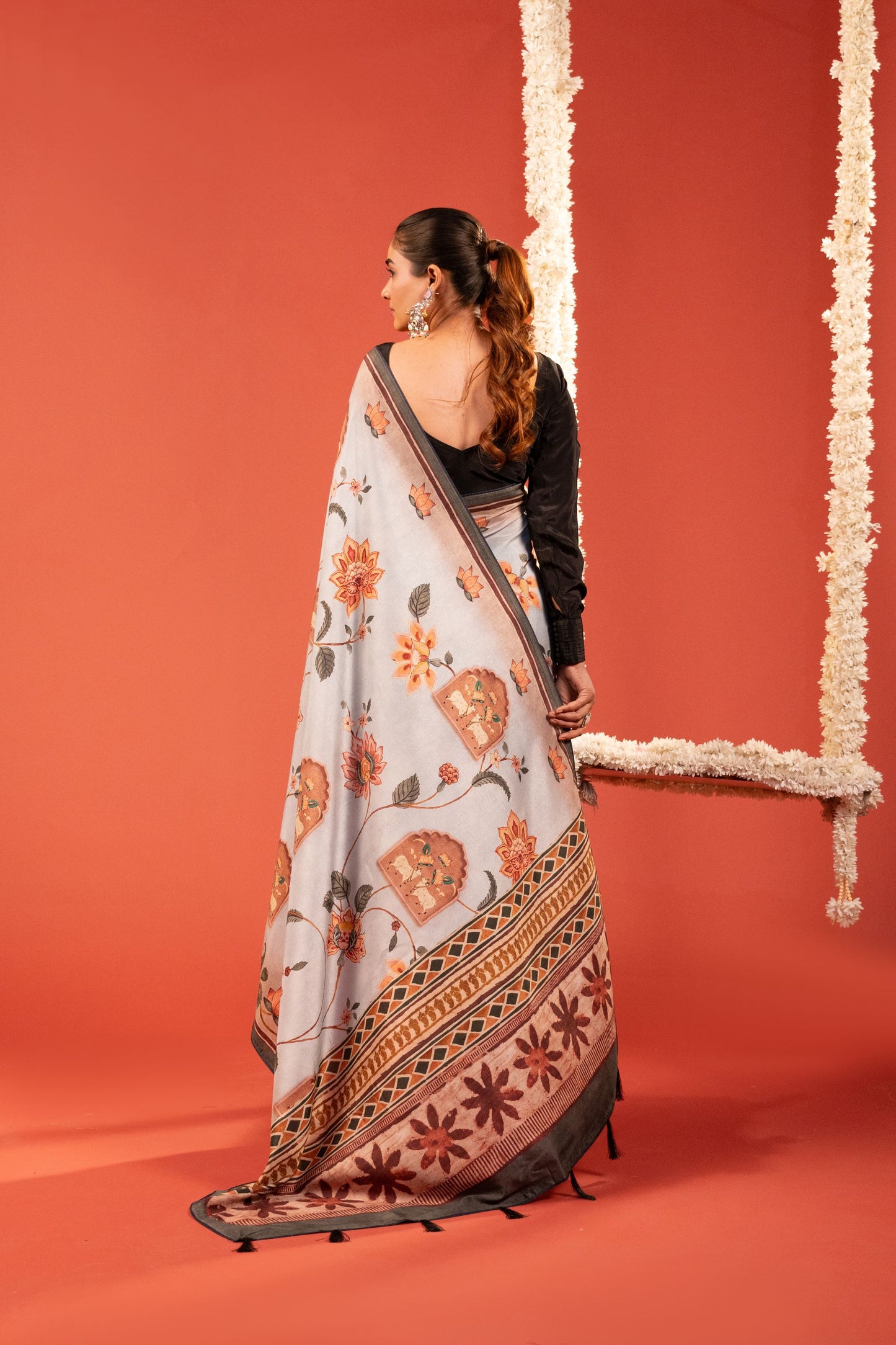 GULDASTA- Floral Printed German Silk Saree