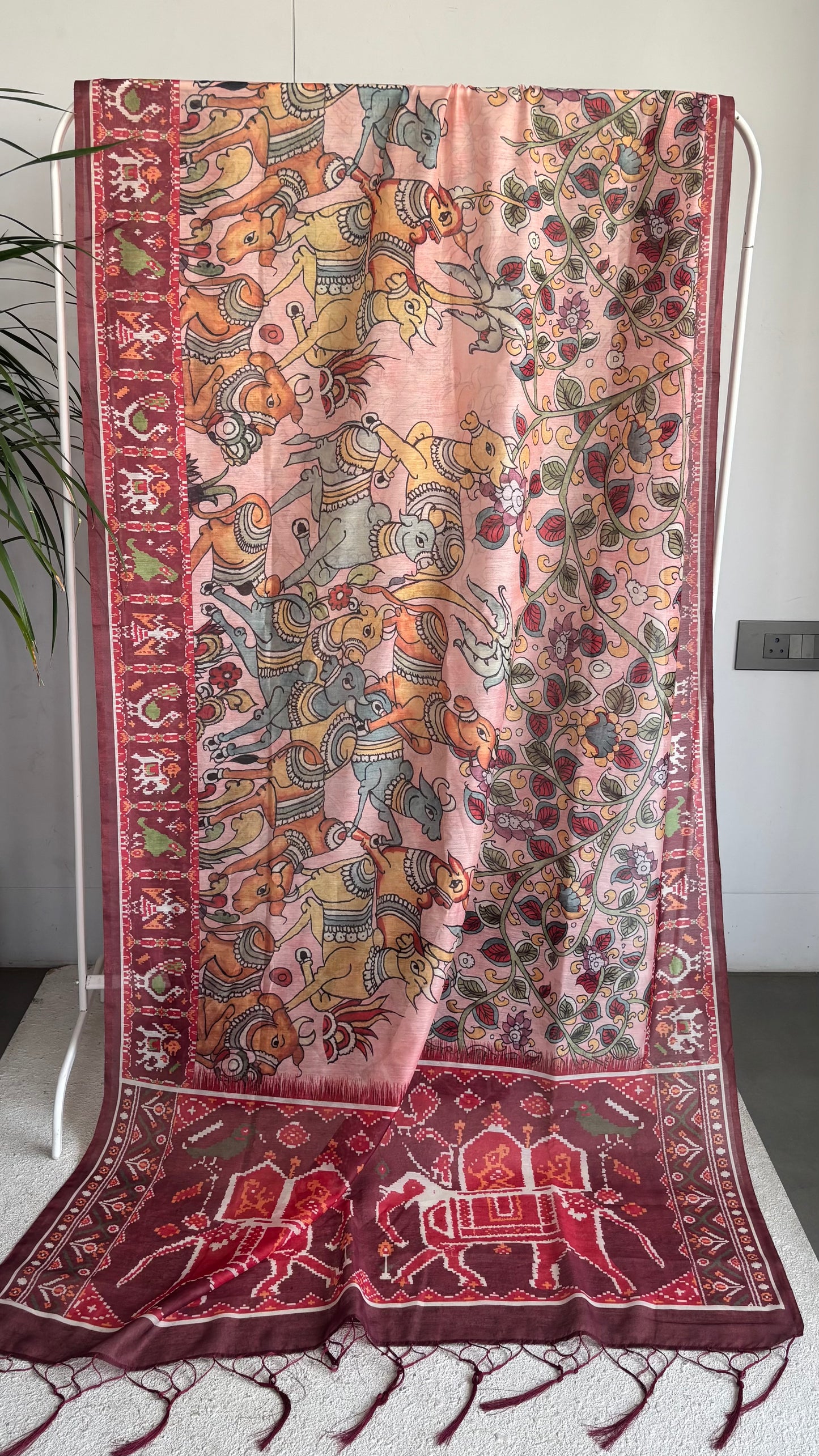 VANRAAG- Chanderi Cotton Red Saree