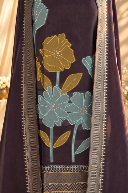 GULMARG – Plum Banarasi Silk Unstitched Suit Set