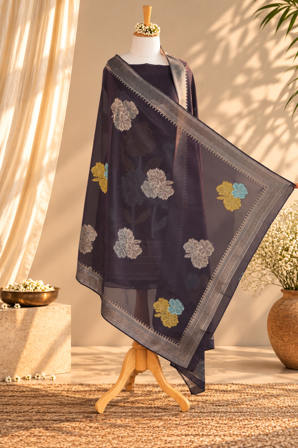 GULMARG – Plum Banarasi Silk Unstitched Suit Set
