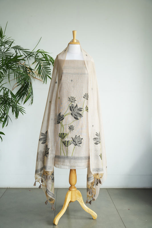 MOONLIT PETALS - Pure Monga Cotton Unstitched Suit Set