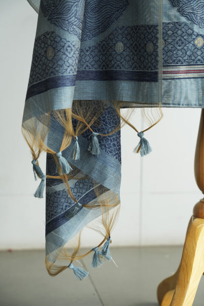 NEEL KAMAL- Pure Chanderi Slub Pichwai Unstitched Suit Set