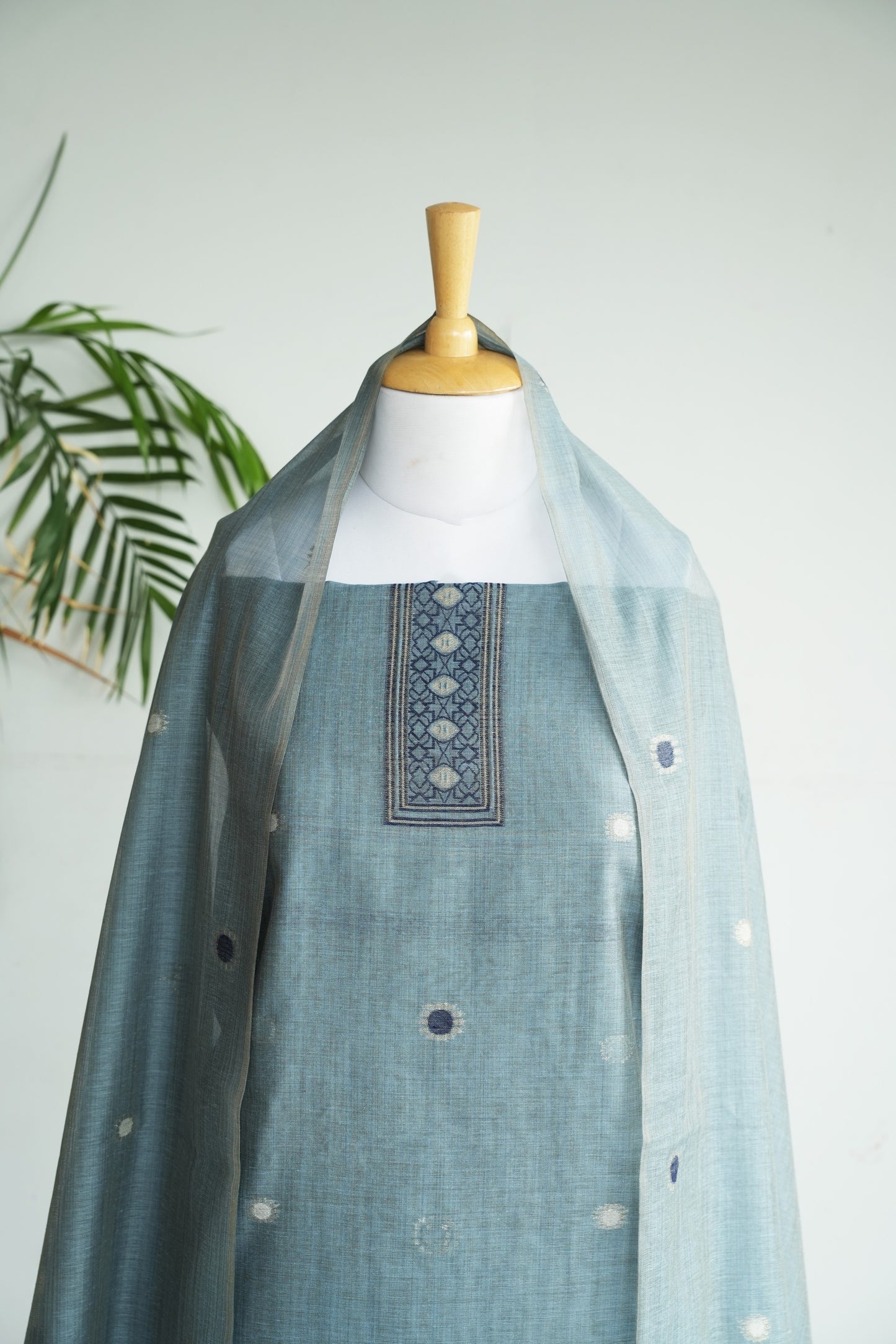 NEEL KAMAL- Pure Chanderi Slub Pichwai Unstitched Suit Set