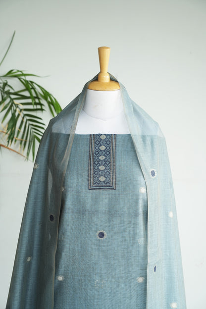 NEEL KAMAL- Pure Chanderi Slub Pichwai Unstitched Suit Set