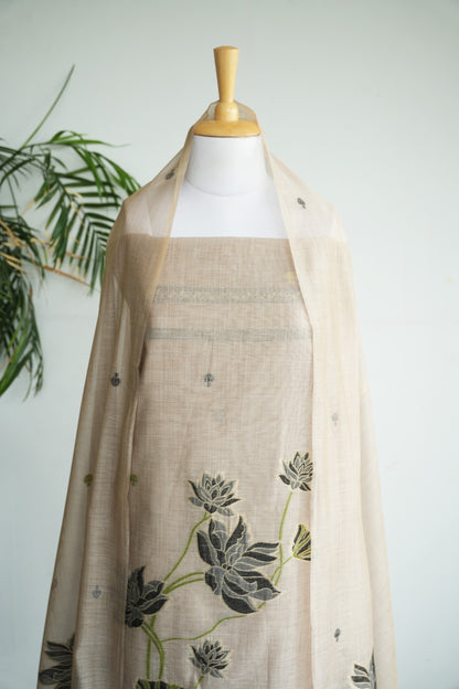 MOONLIT PETALS - Pure Monga Cotton Unstitched Suit Set