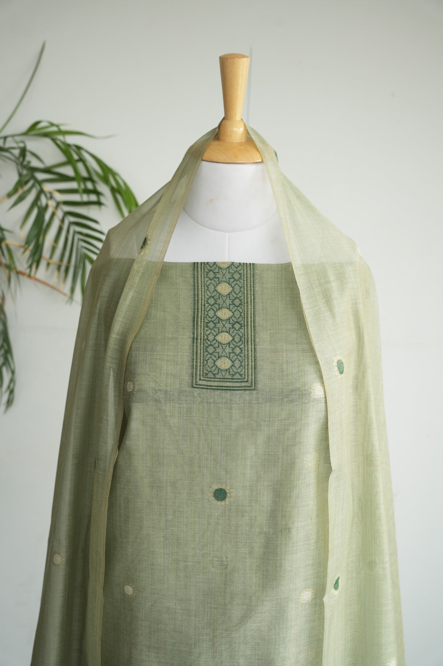 VRINDA LEELA - Pure Chanderi Slub Pichwai Unstitched Suit Set