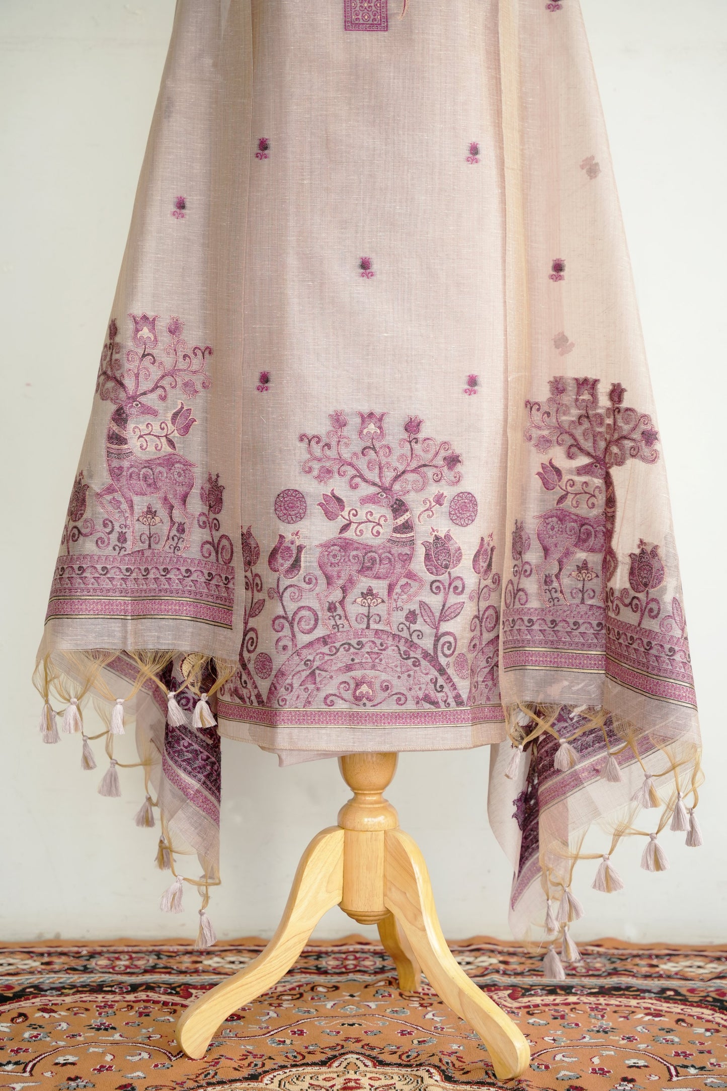 POWDER PETALS- Pure Chanderi Slub, Powder Pink Unstitched Suit Set