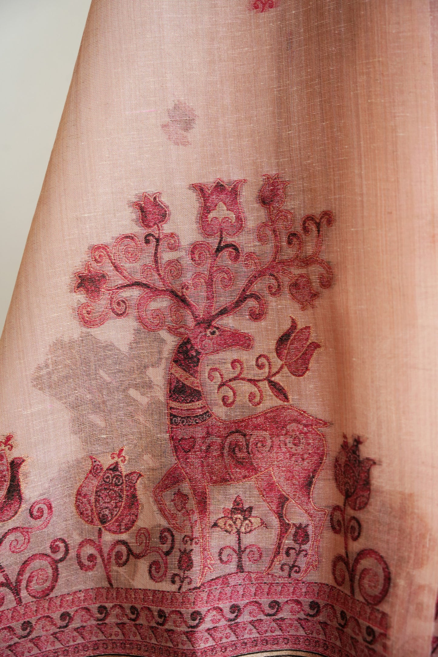 PADMA BLUSH- Pure Chanderi Slub , Blush Pink Unstitched Suit Set