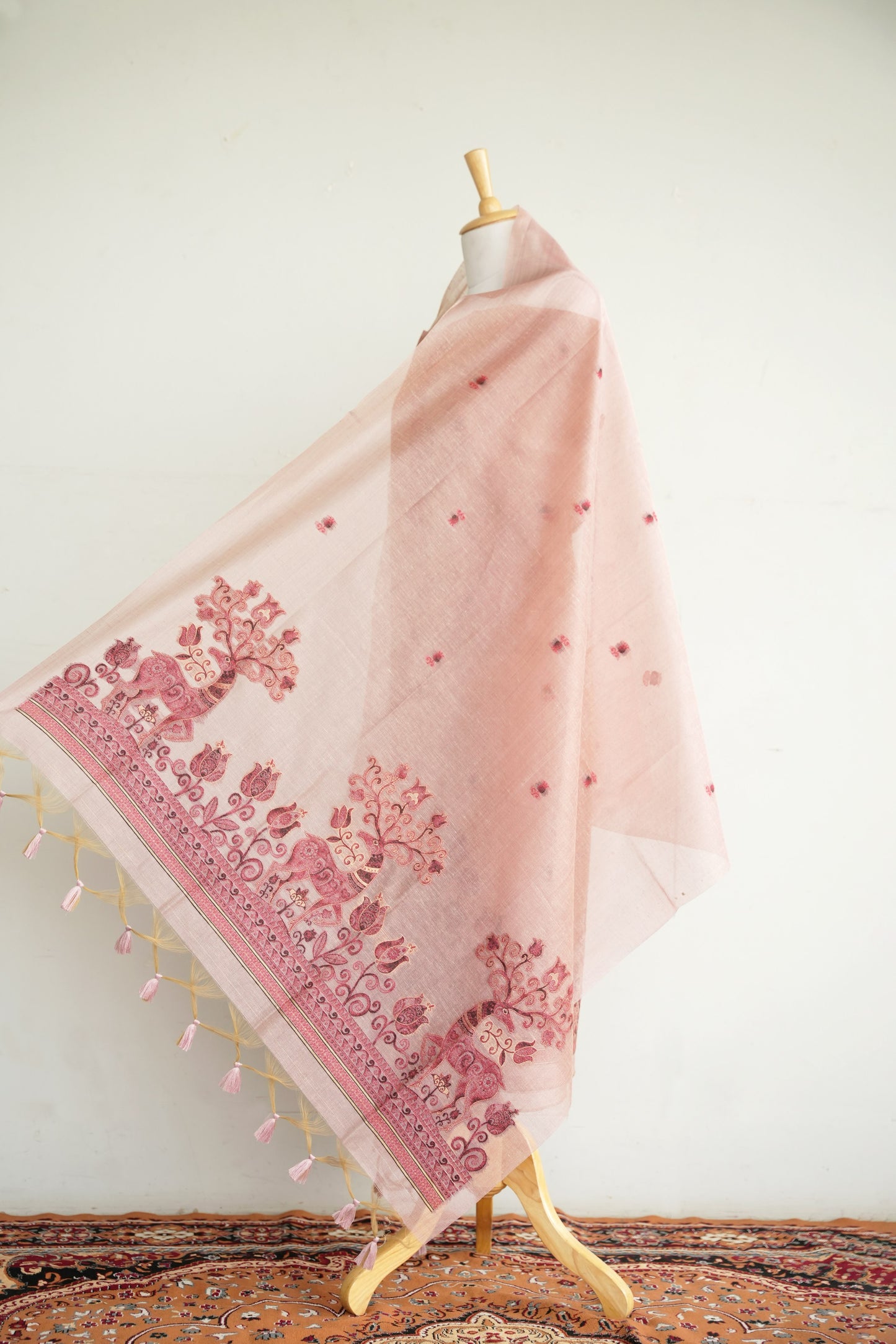 PADMA BLUSH- Pure Chanderi Slub , Blush Pink Unstitched Suit Set